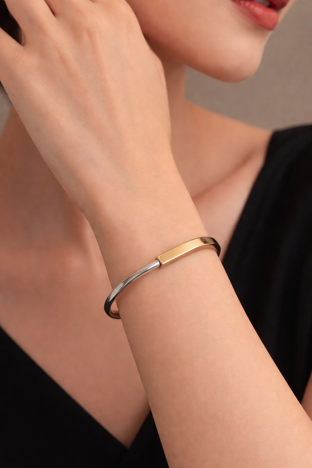 Two-Tone Minimalist Bar Cuff