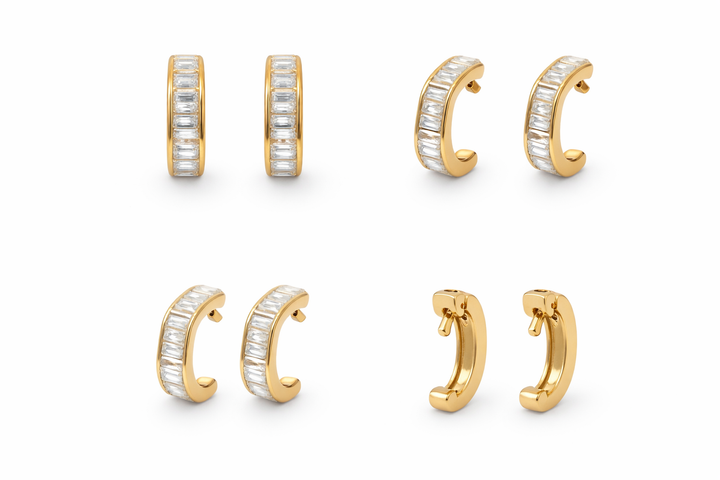 Golden Radiance Baguette Hoop Earrings