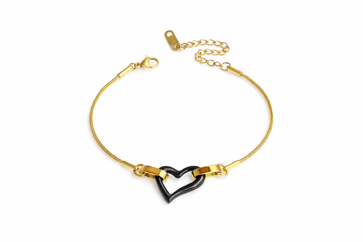 Black Heart Snake Chain Bracelet