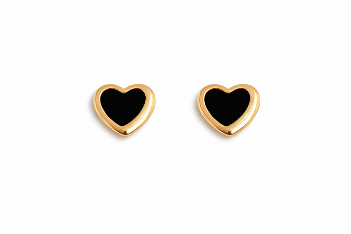 Midnight Onyx Heart Studs