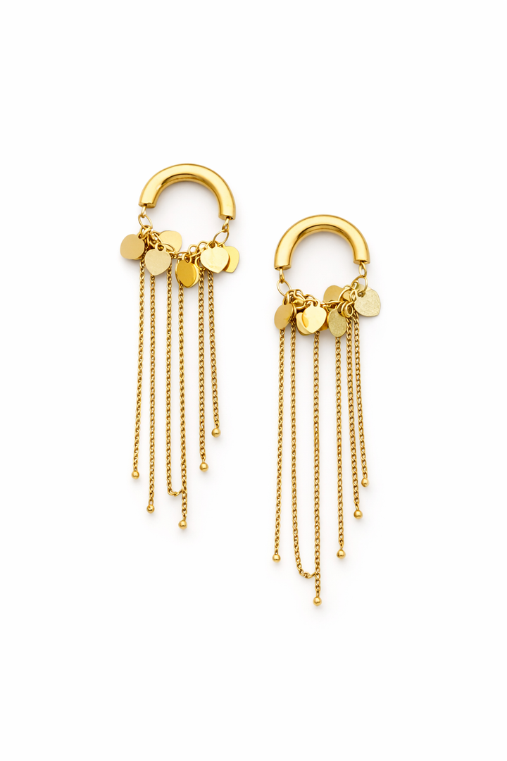 Gold Tassel Chandelier Earrings