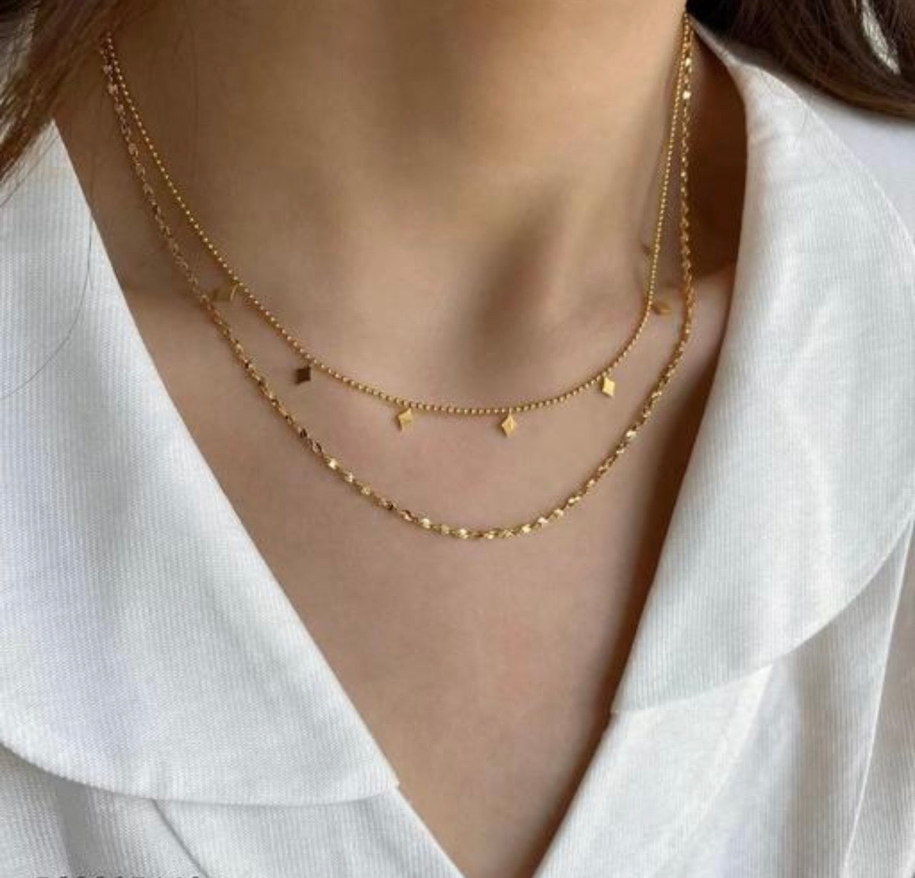 Rhombus Charm Layered Necklace