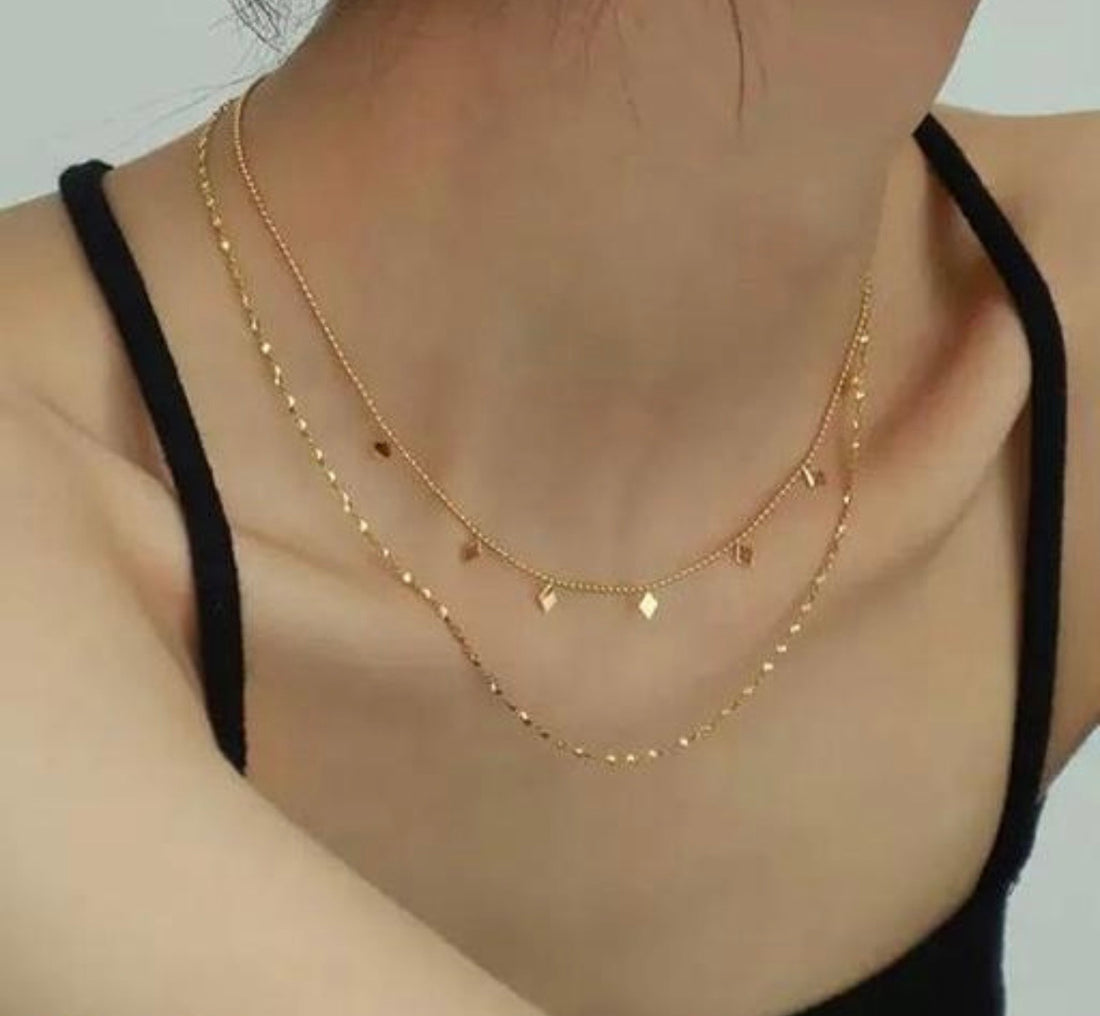 Rhombus Charm Layered Necklace
