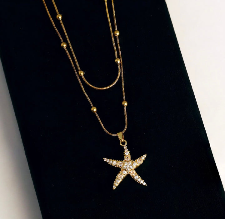 starfish pendant layered necklace