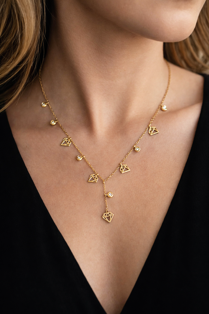 Diamond Charm Drop Necklace