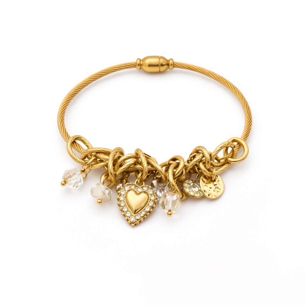 Golden Heart Charm Bracelet