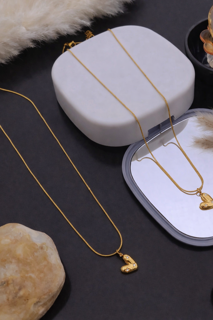 Golden Love Heart Pendant Necklace