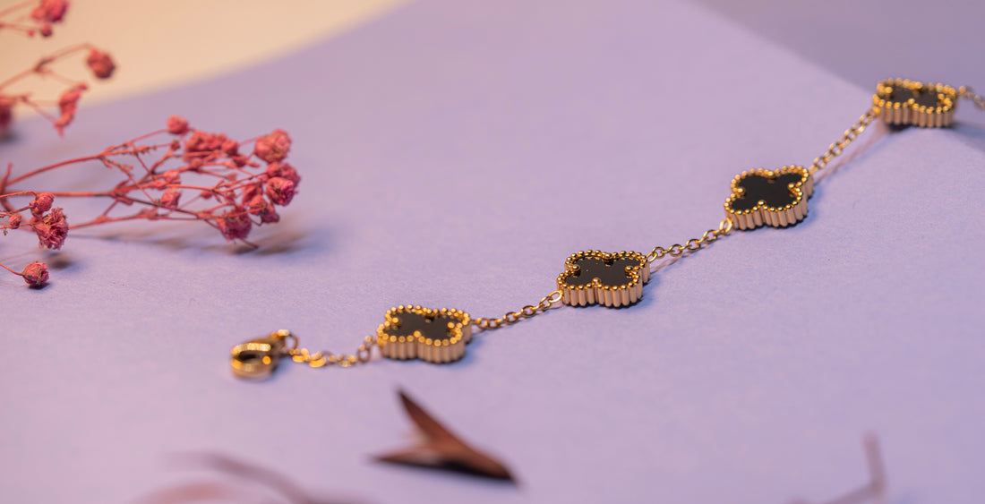 Midnight Black Clover Bracelet