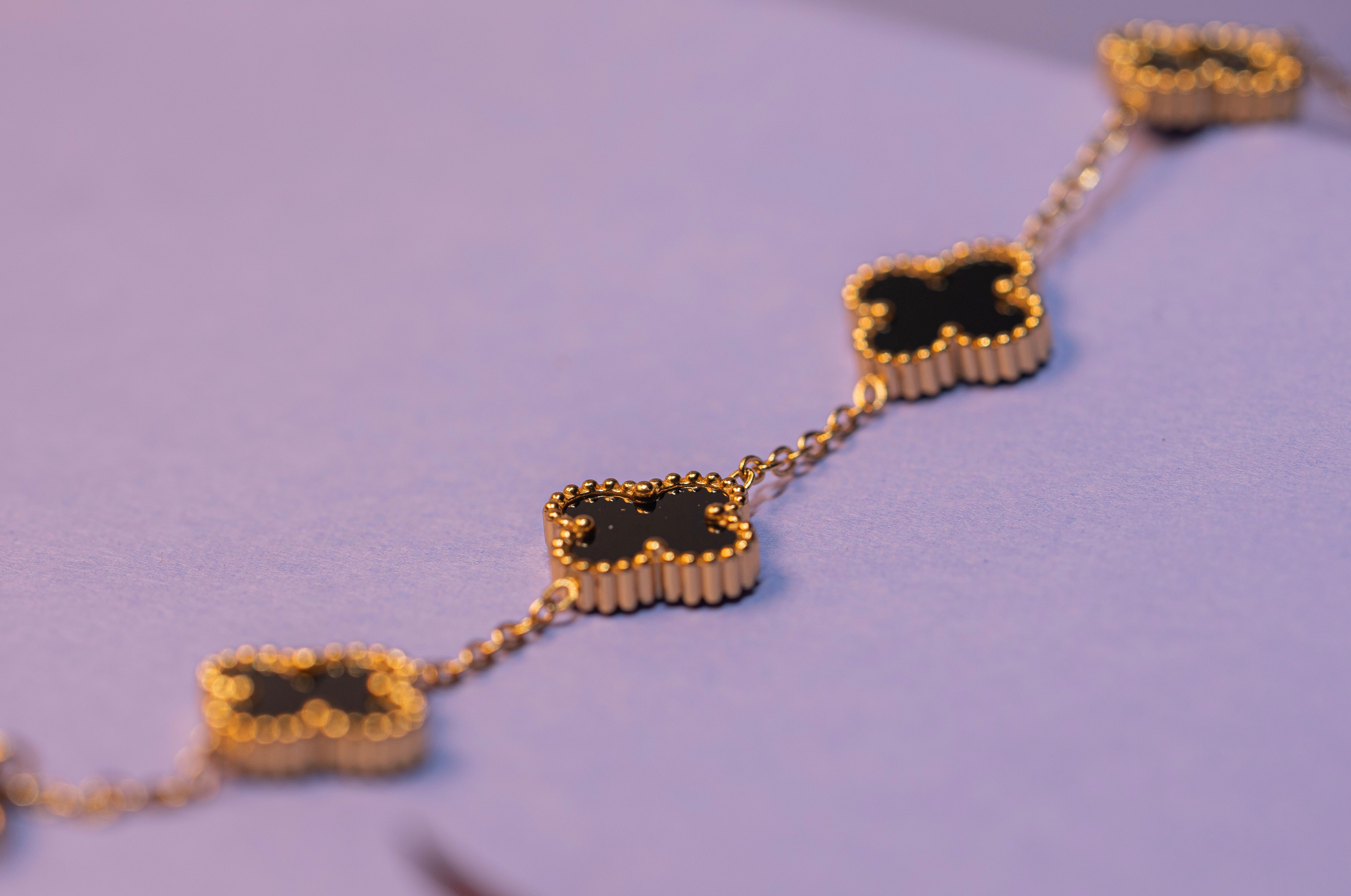 Midnight Black Clover Bracelet