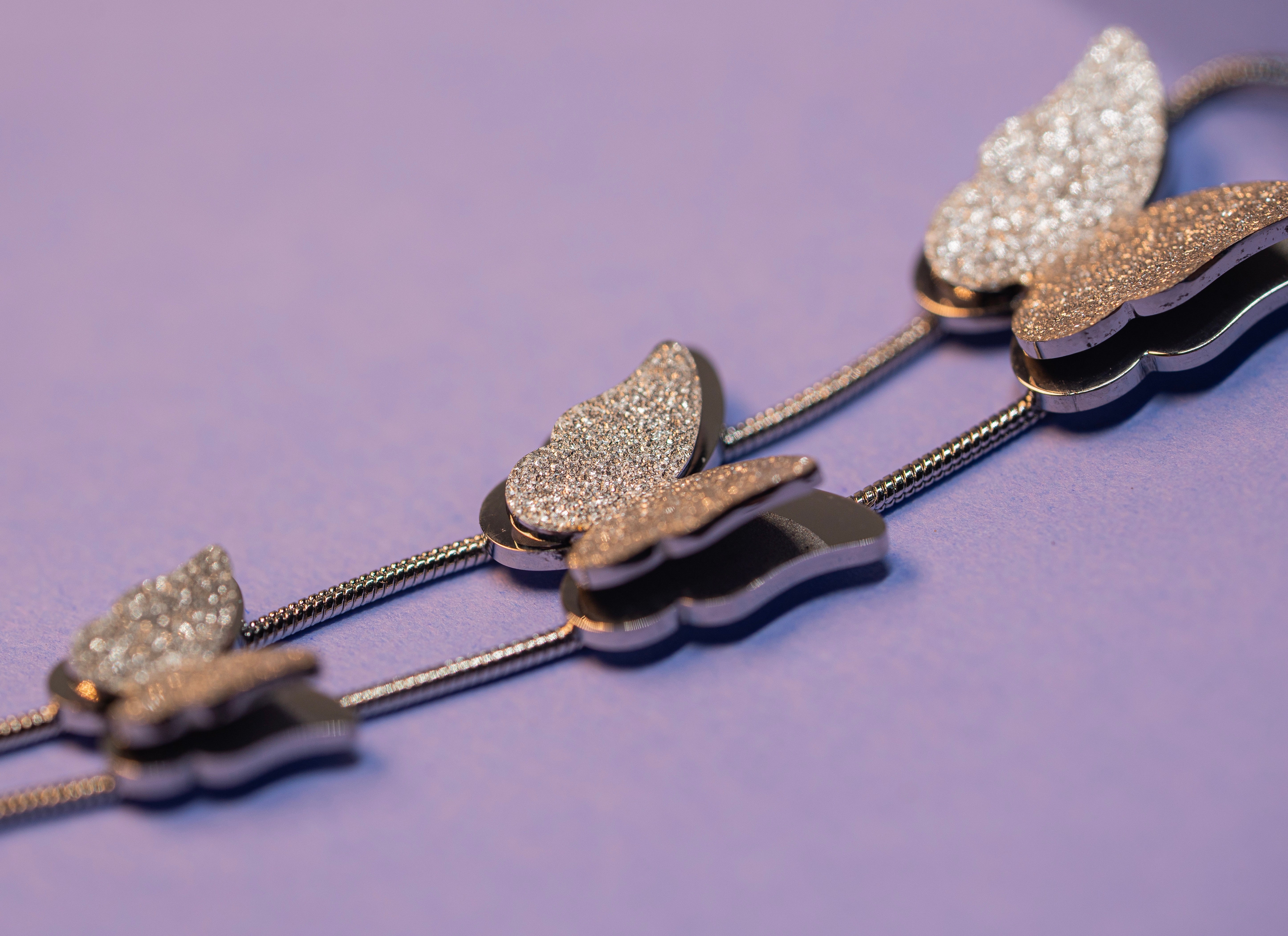 Silver Butterfly Lariat Necklace