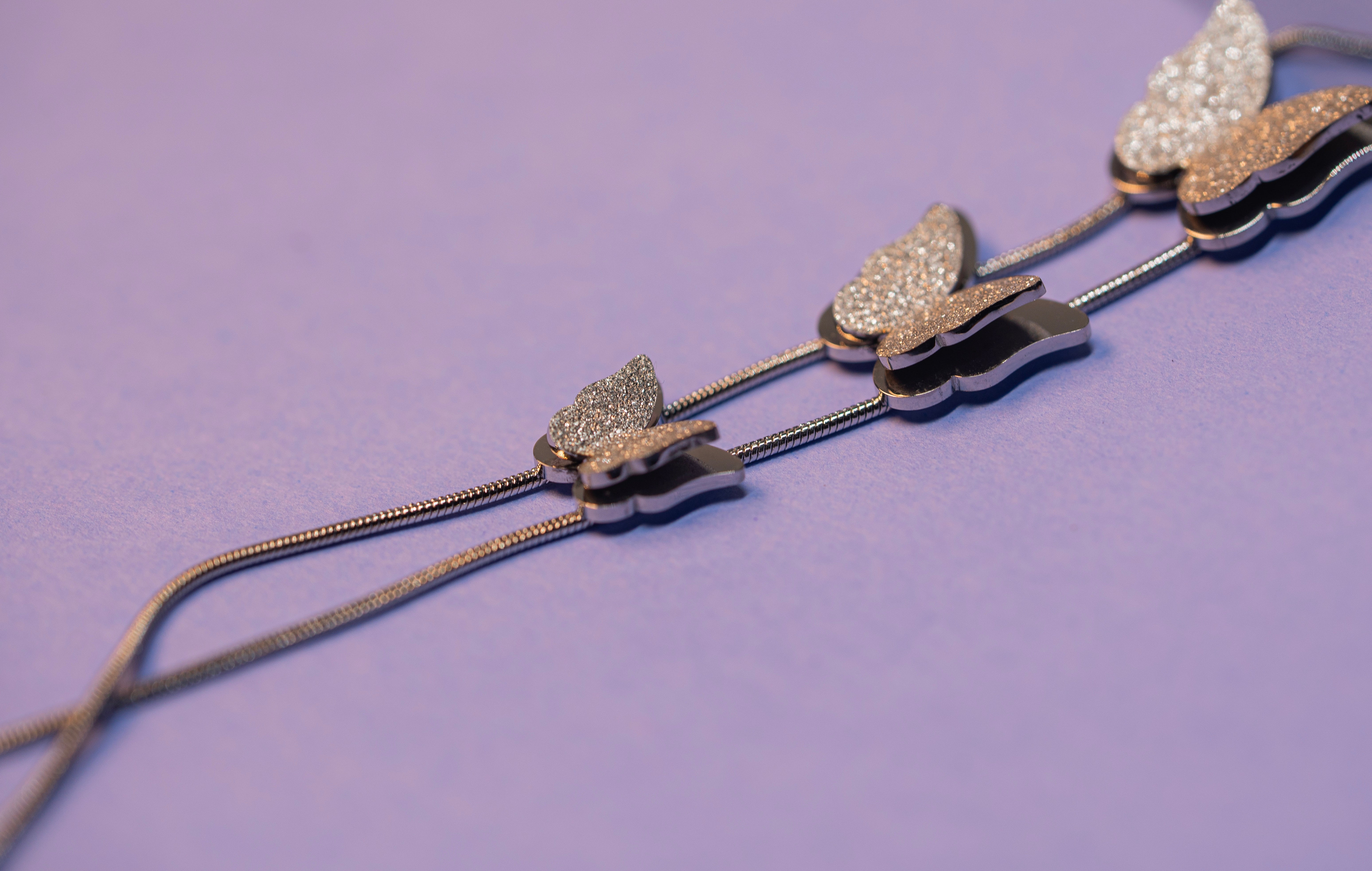 Silver Butterfly Lariat Necklace