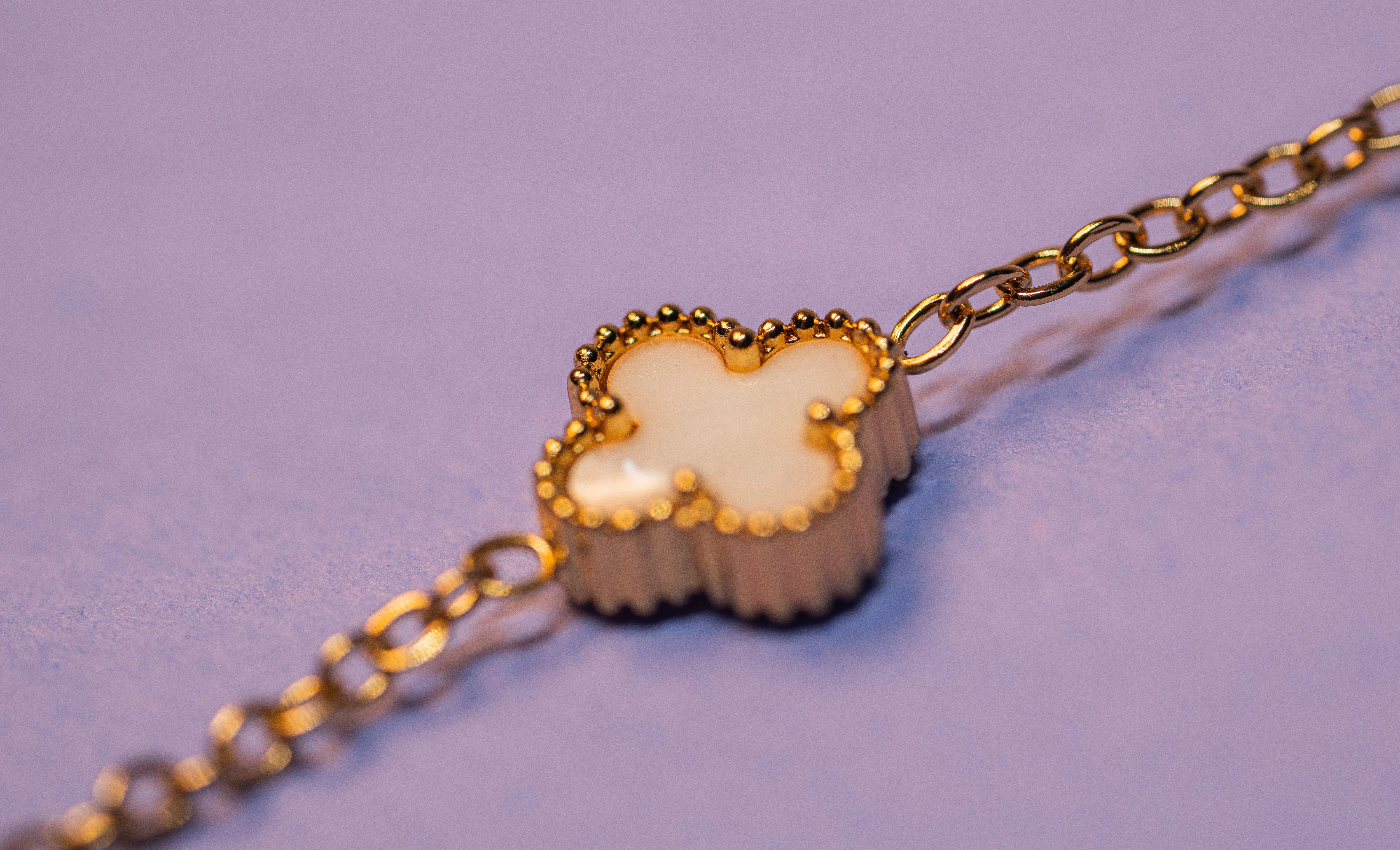 Black & Ivory Clover Charm Bracelet