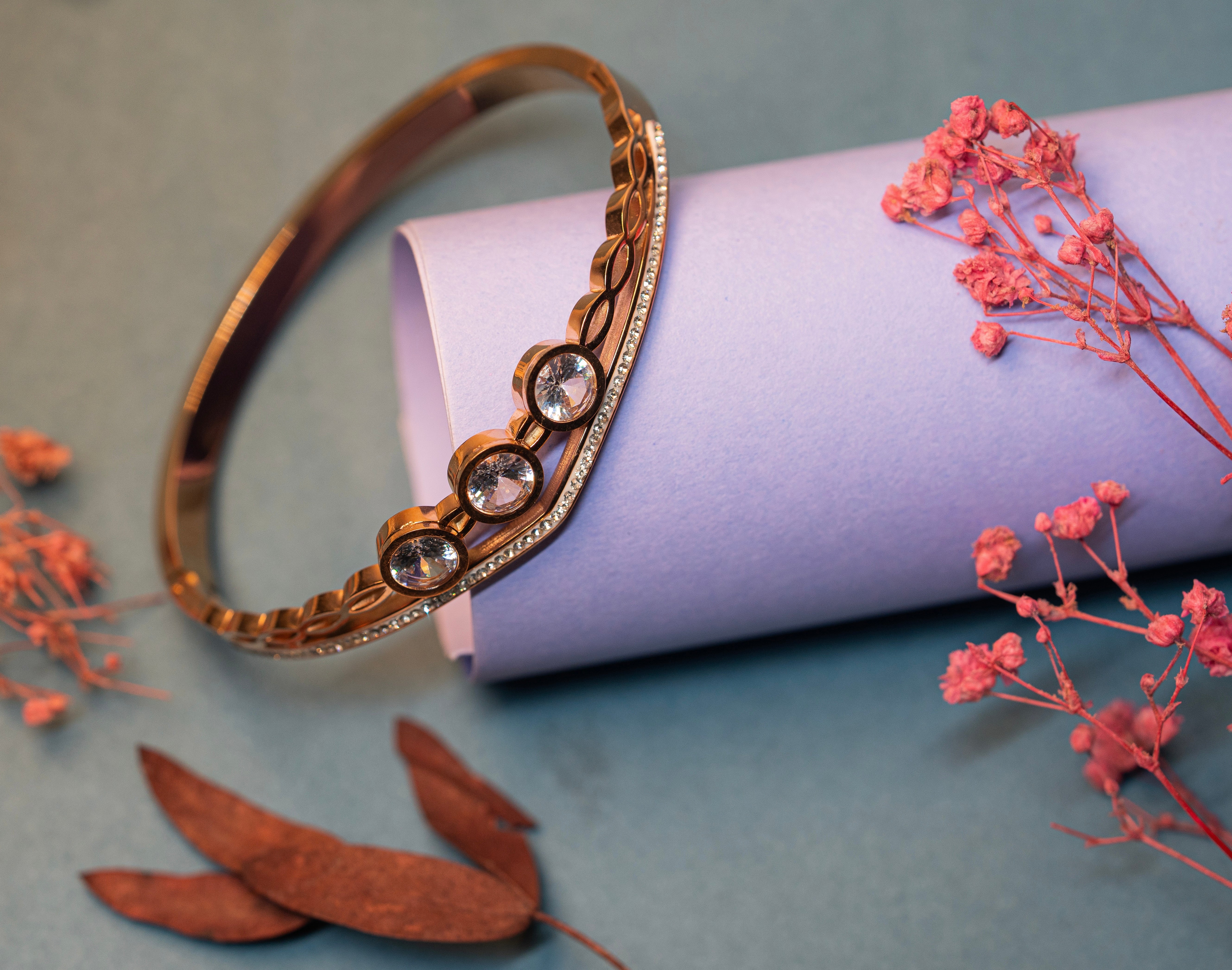 Triple Stone Hinged Bracelet