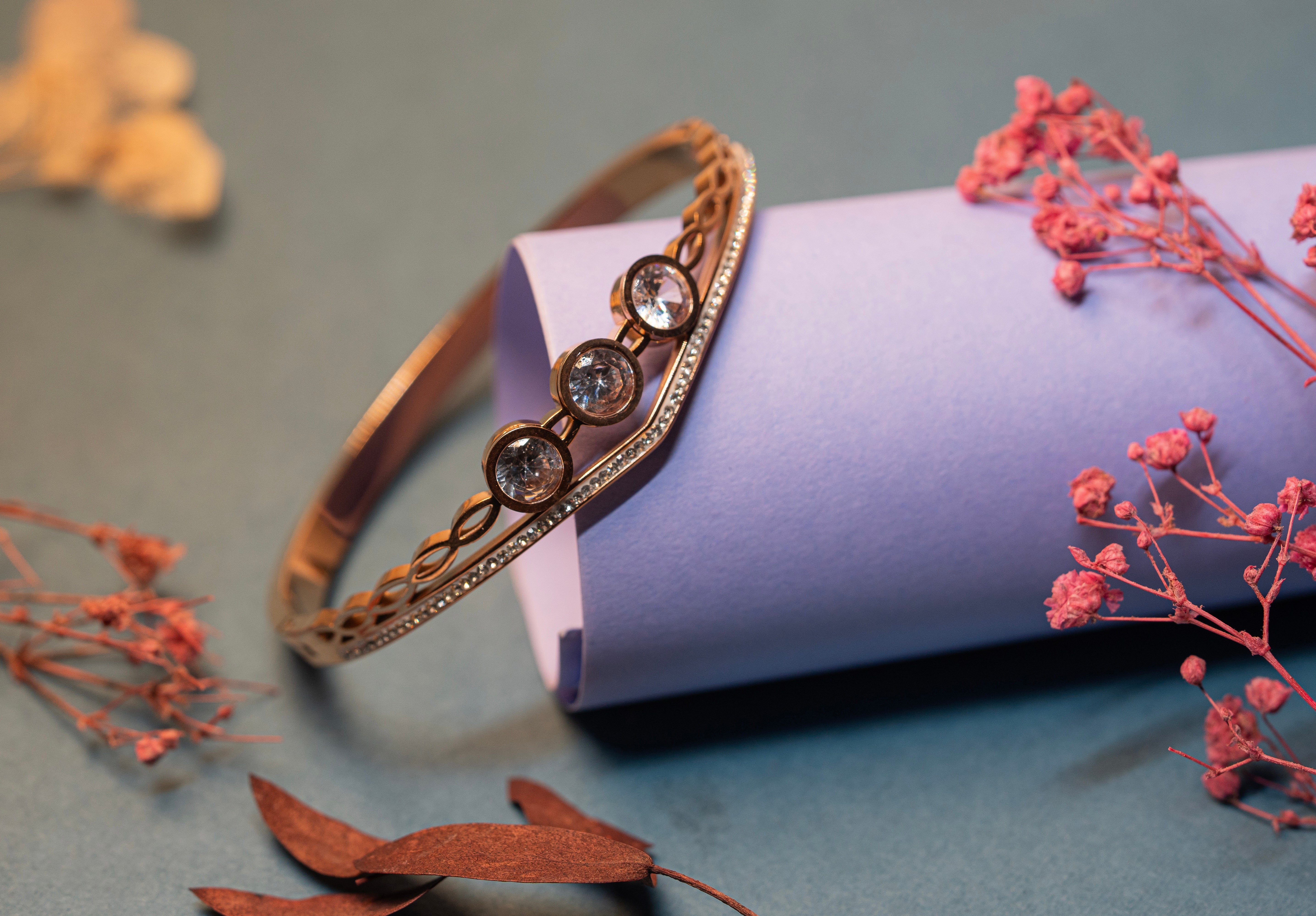 Triple Stone Hinged Bracelet