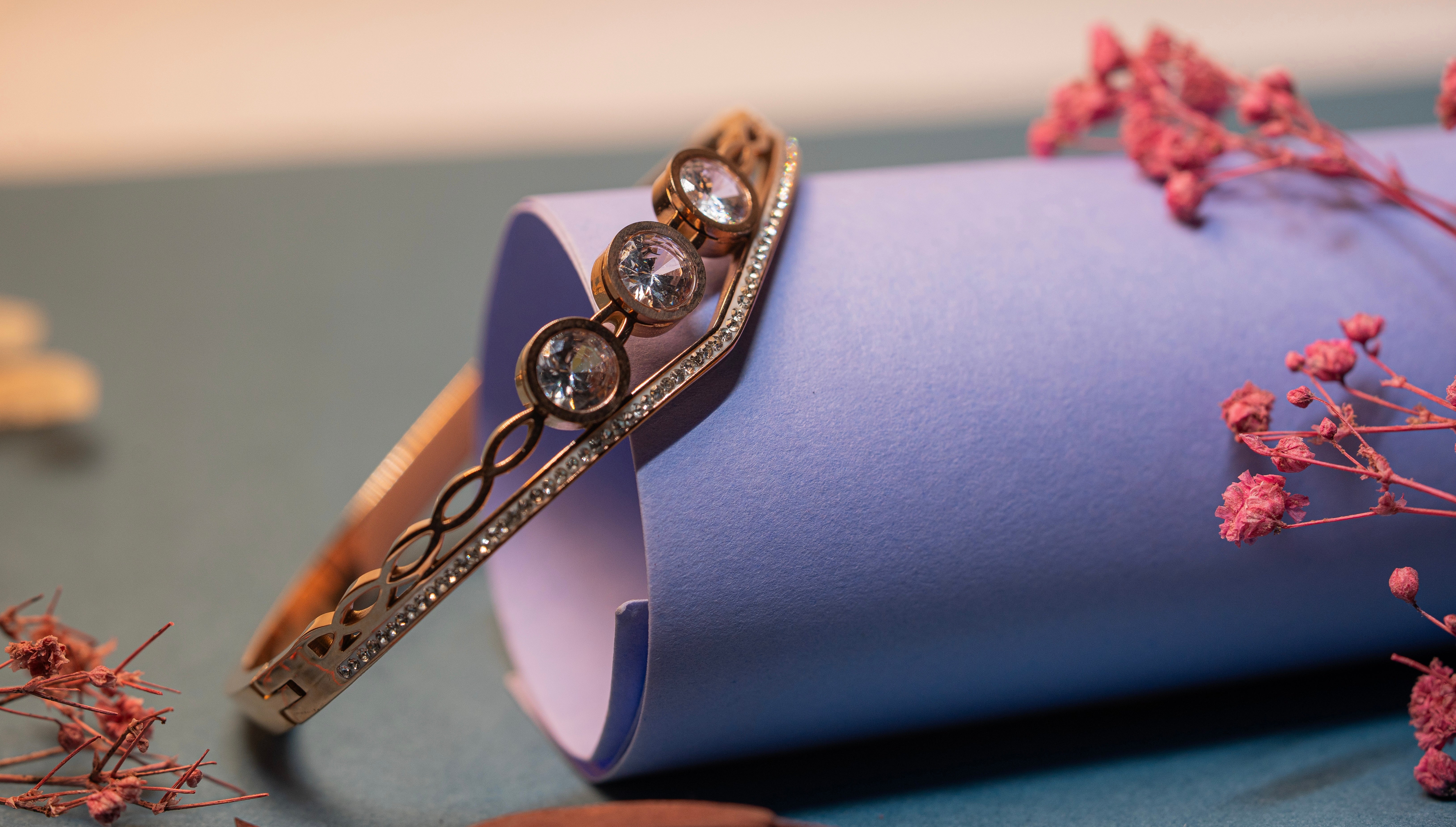 Triple Stone Hinged Bracelet