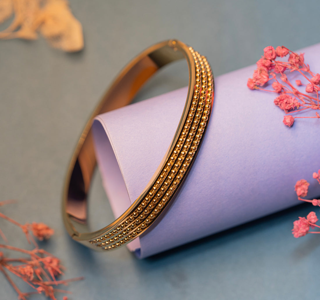 gold beaded Bangle Bracelet