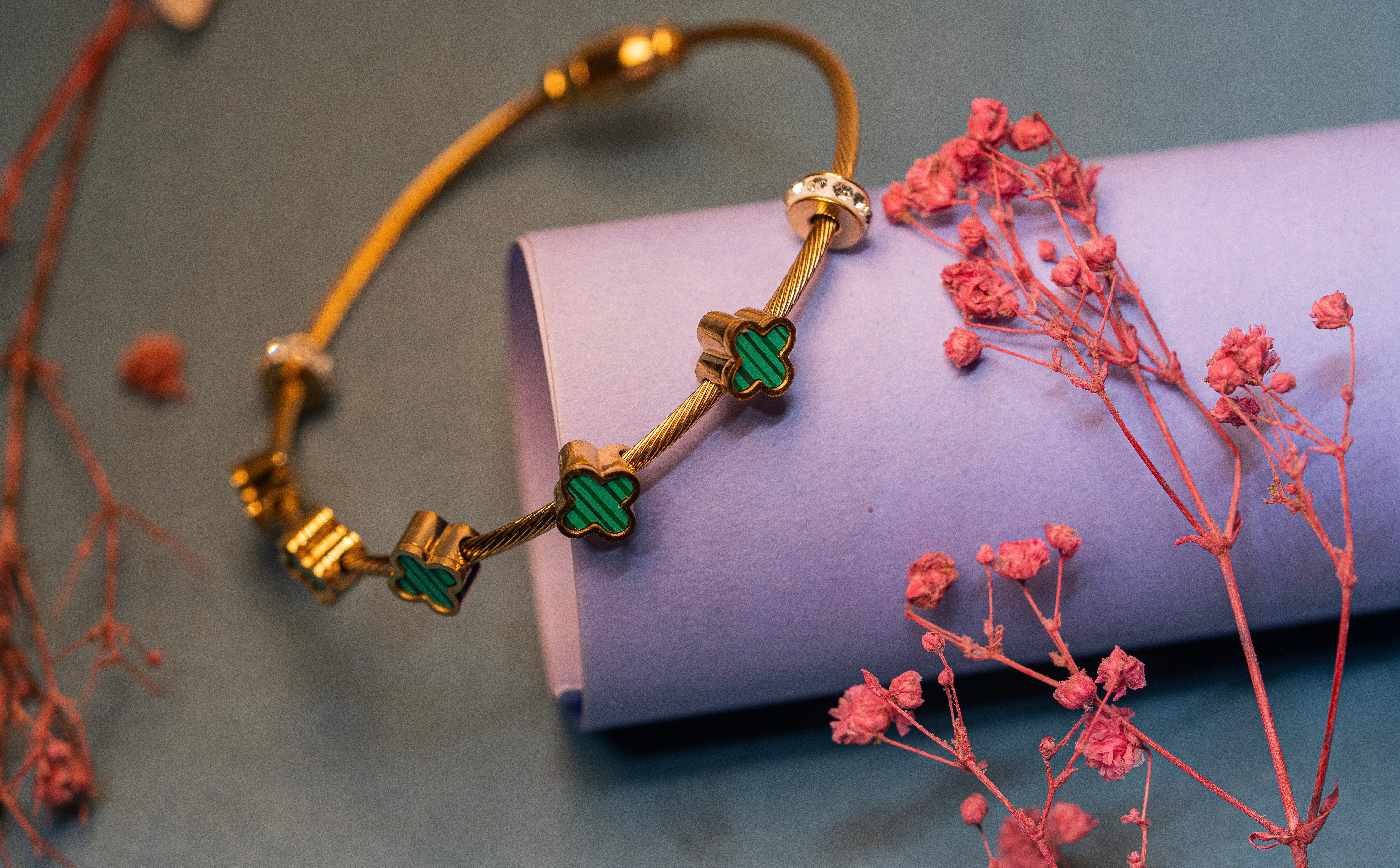 Green Clover Cable Bracelet