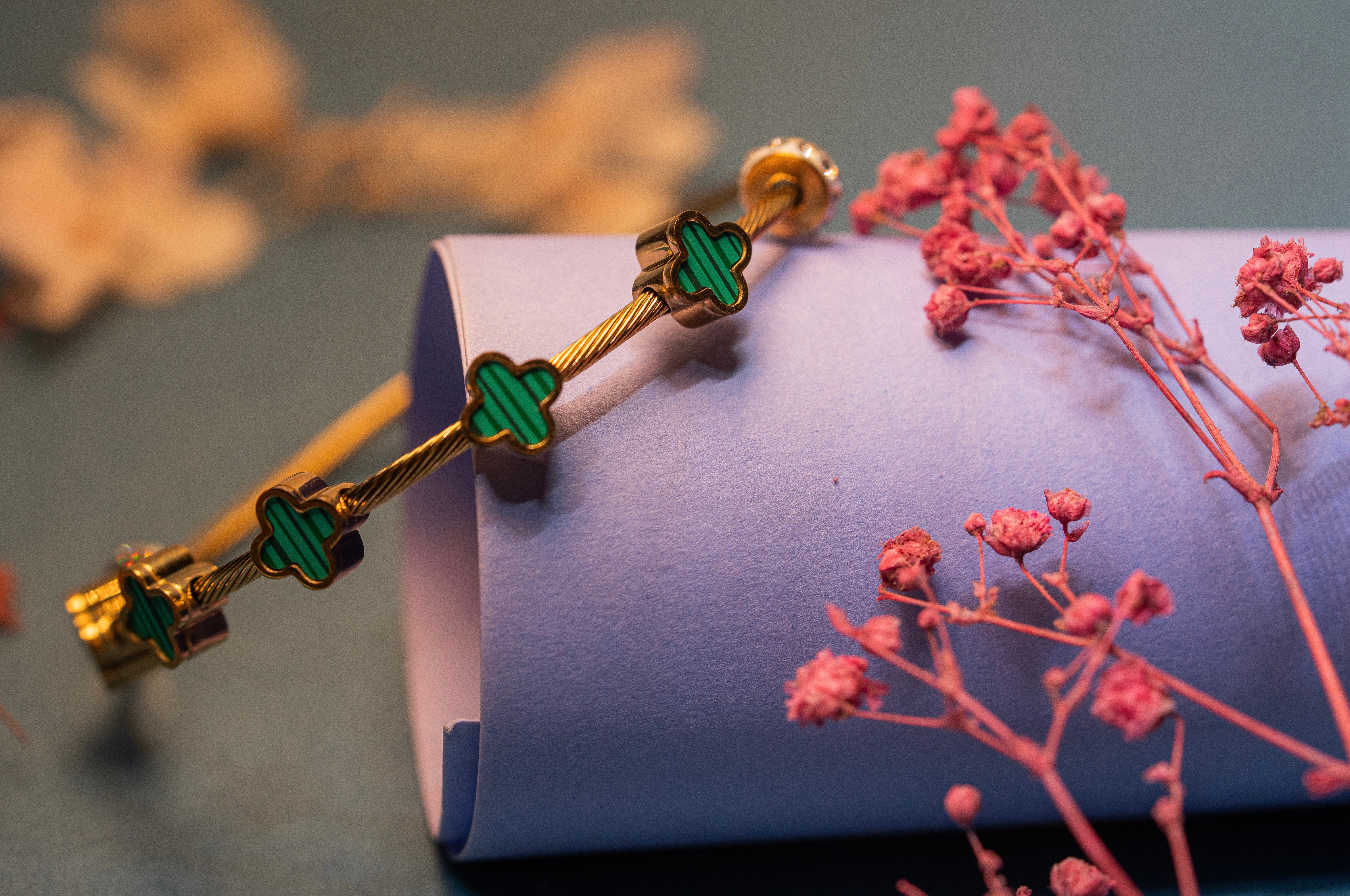 Green Clover Cable Bracelet