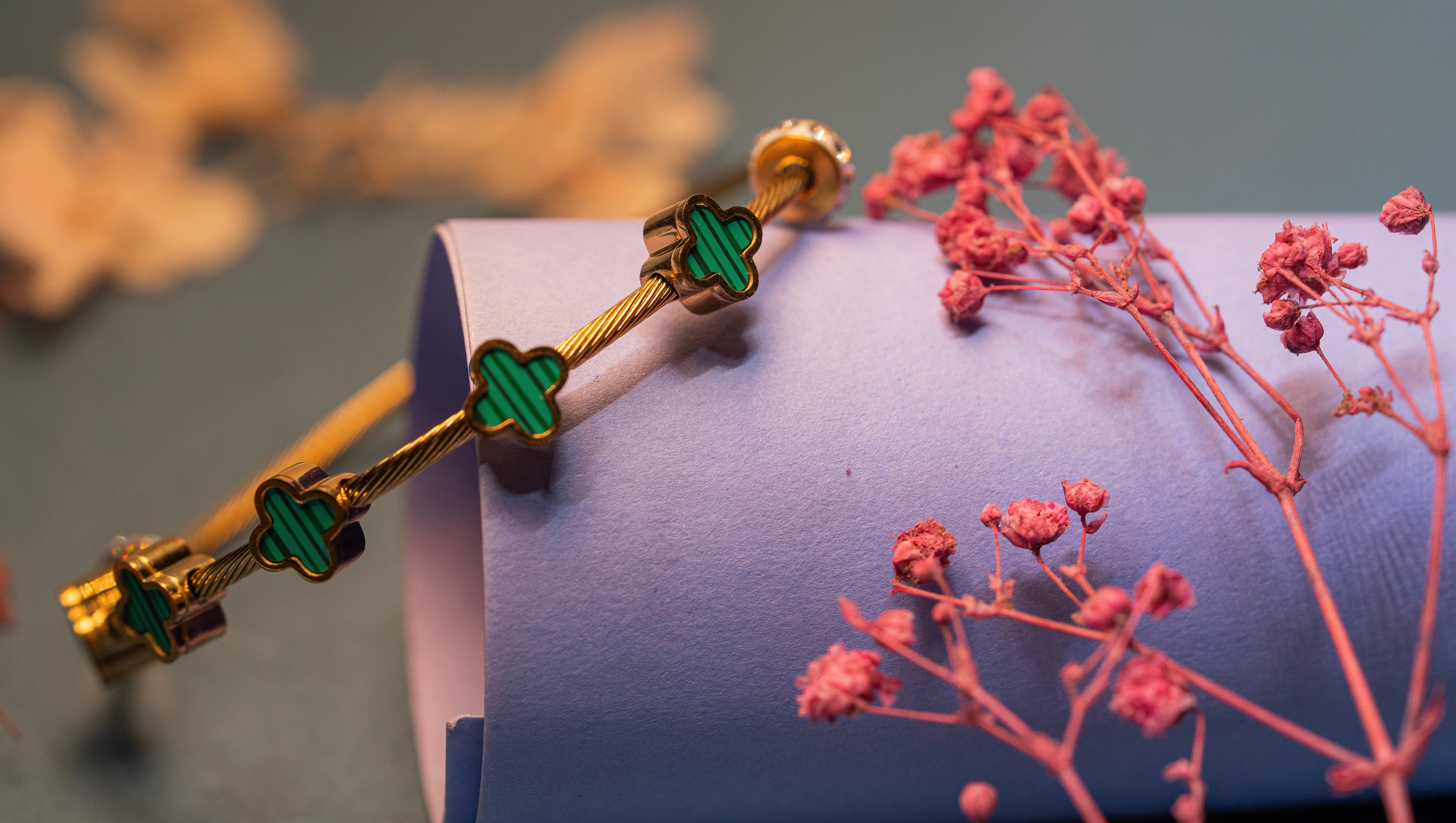 Green Clover Cable Bracelet