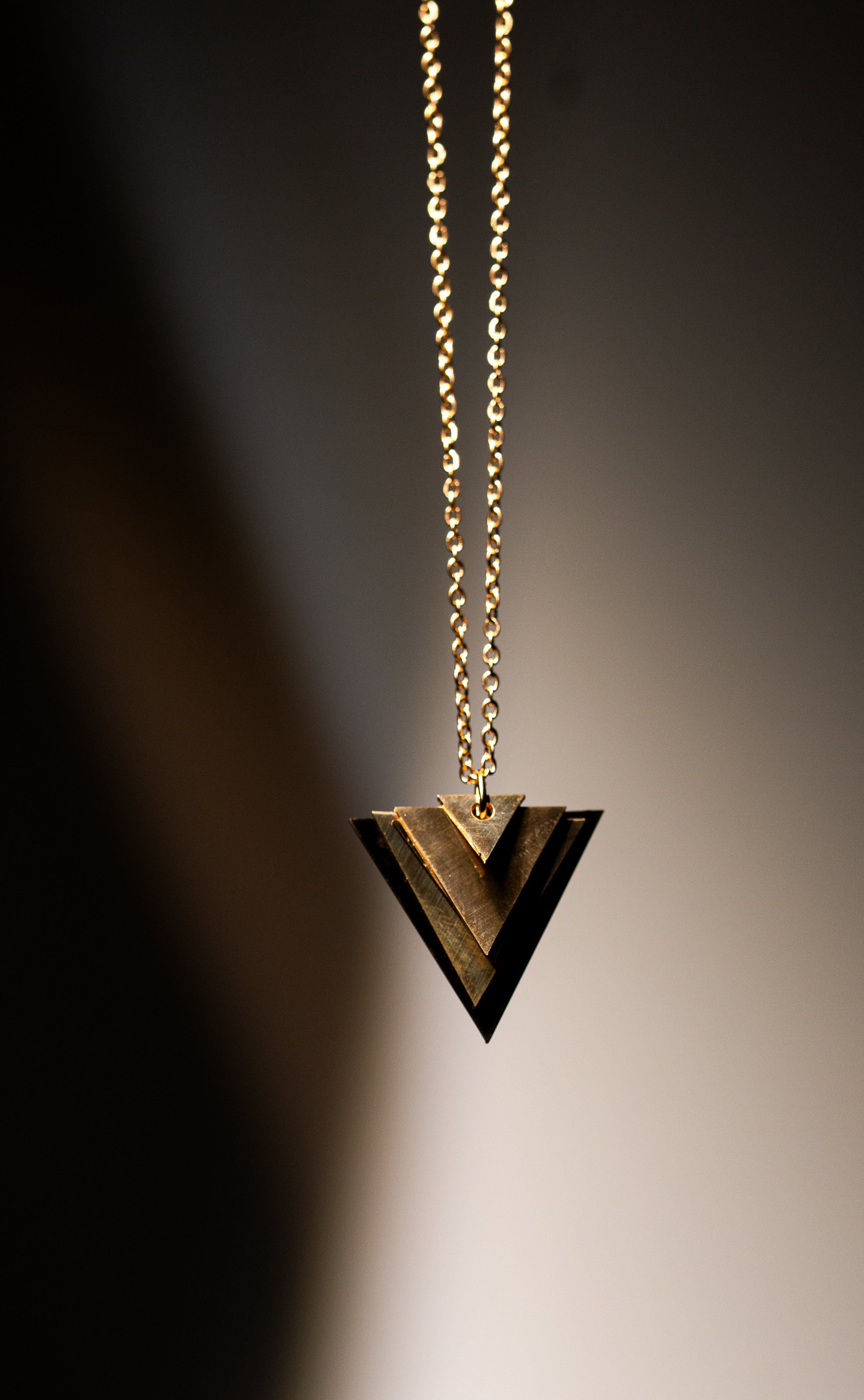 Geometric Layered Triangle Necklace
