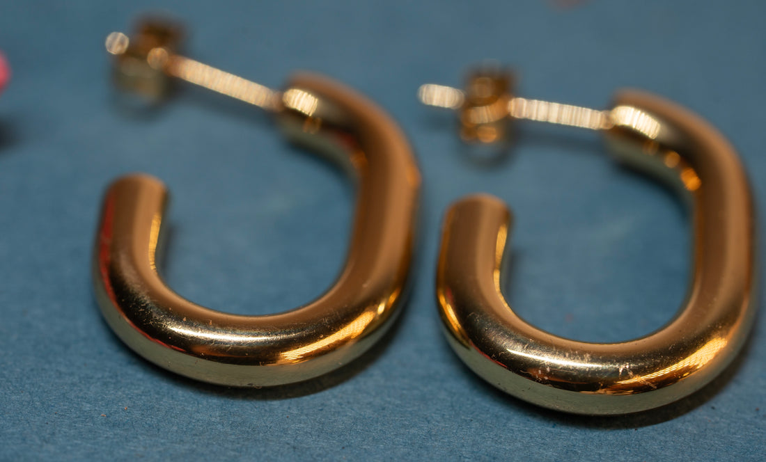 Chunky U-Shape Stud Hoop Earrings
