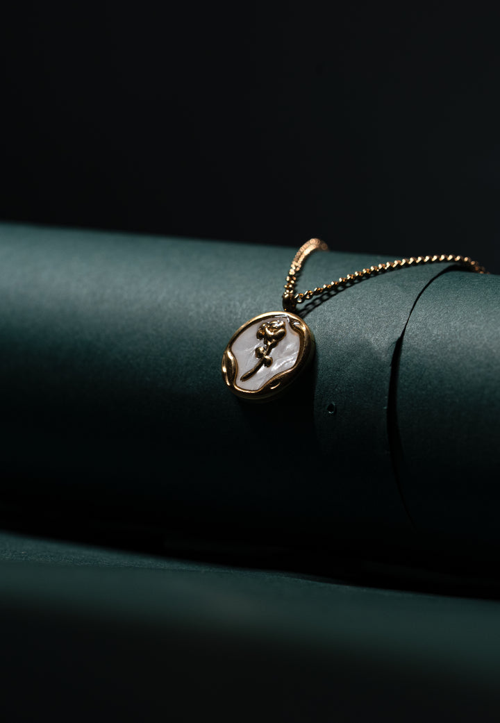 Pearl Rose Medallion Necklace