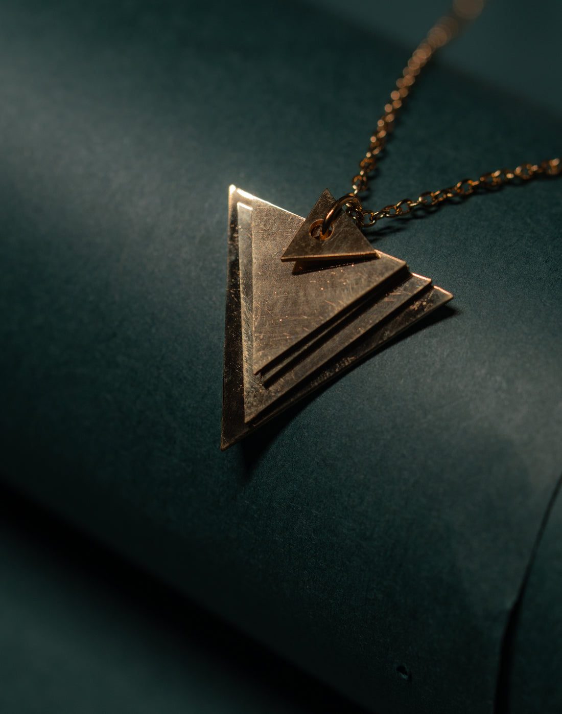 Geometric Layered Triangle Necklace