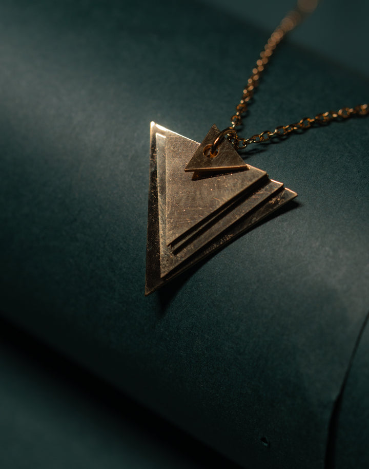Geometric Layered Triangle Necklace