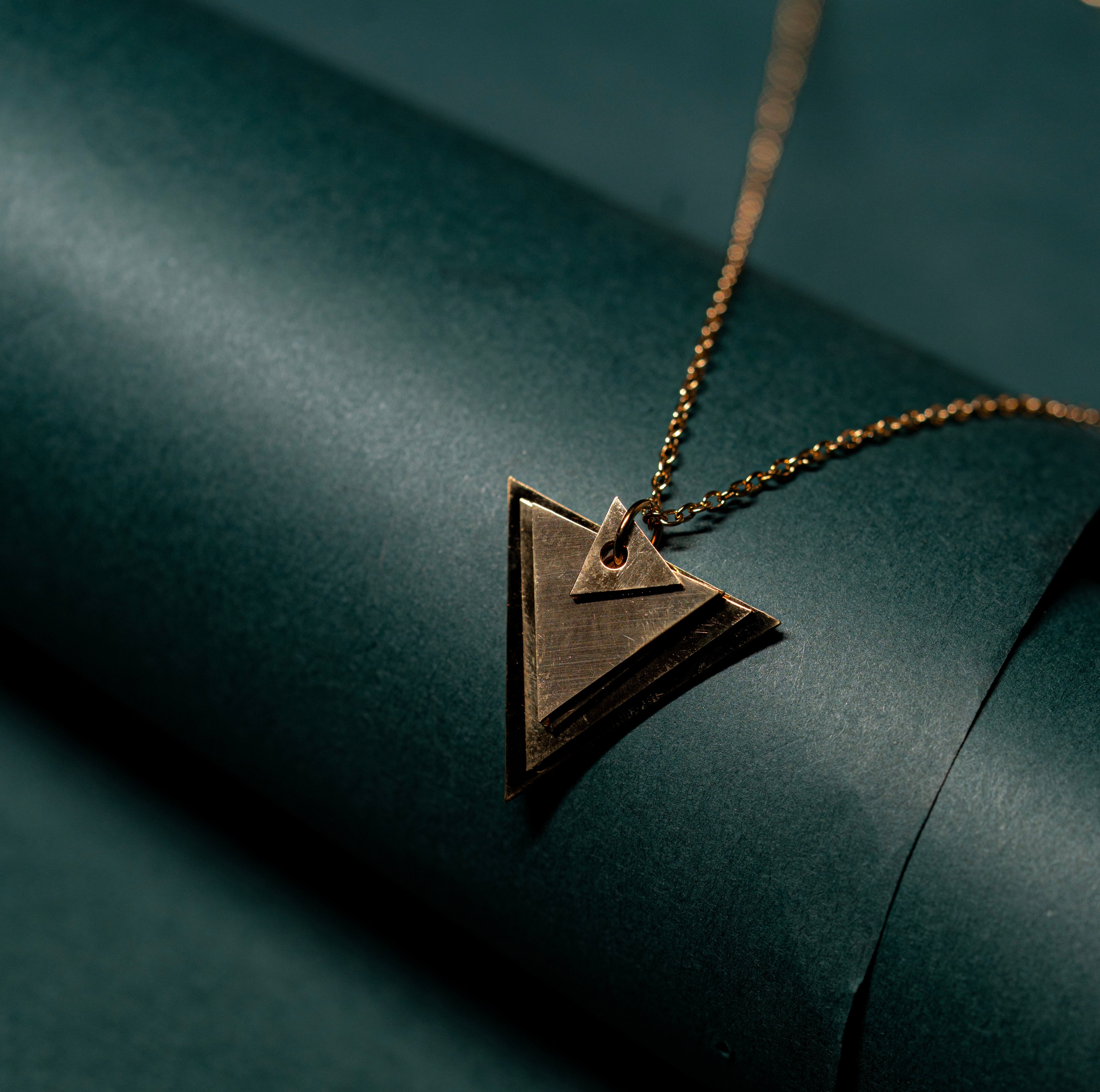 Geometric Layered Triangle Necklace