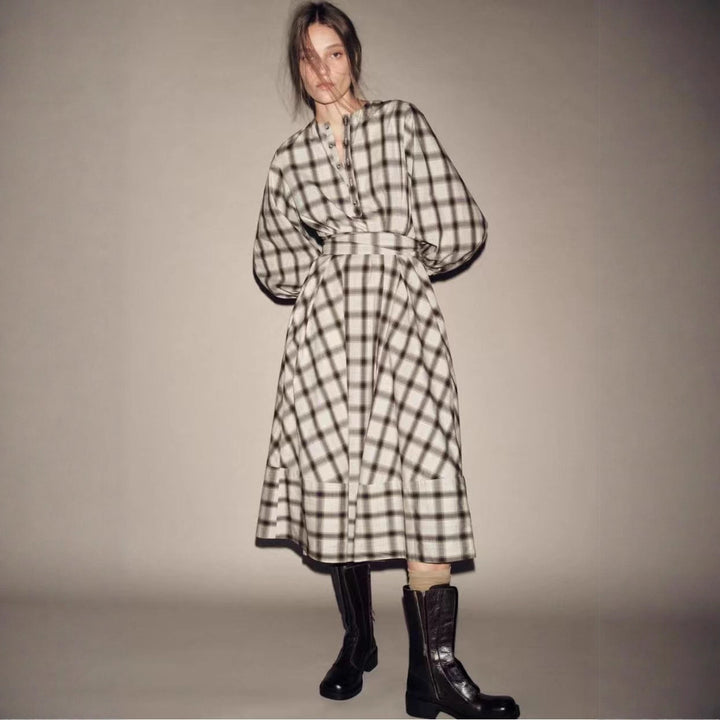 Shirt Dress With Belt Long Sleeve Button Up