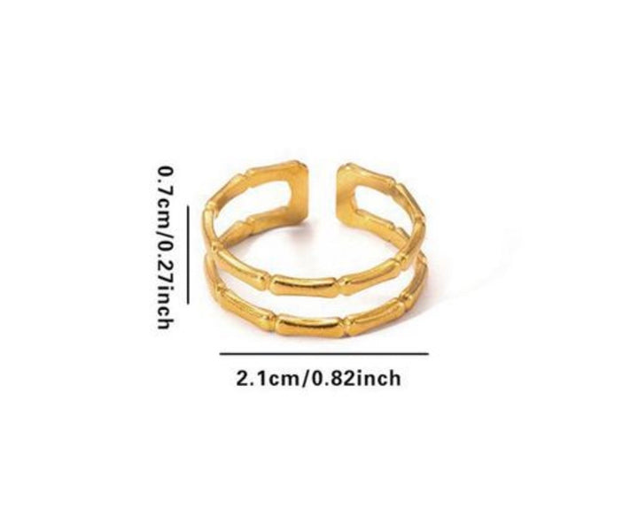 Gold Bamboo Double Band Ring