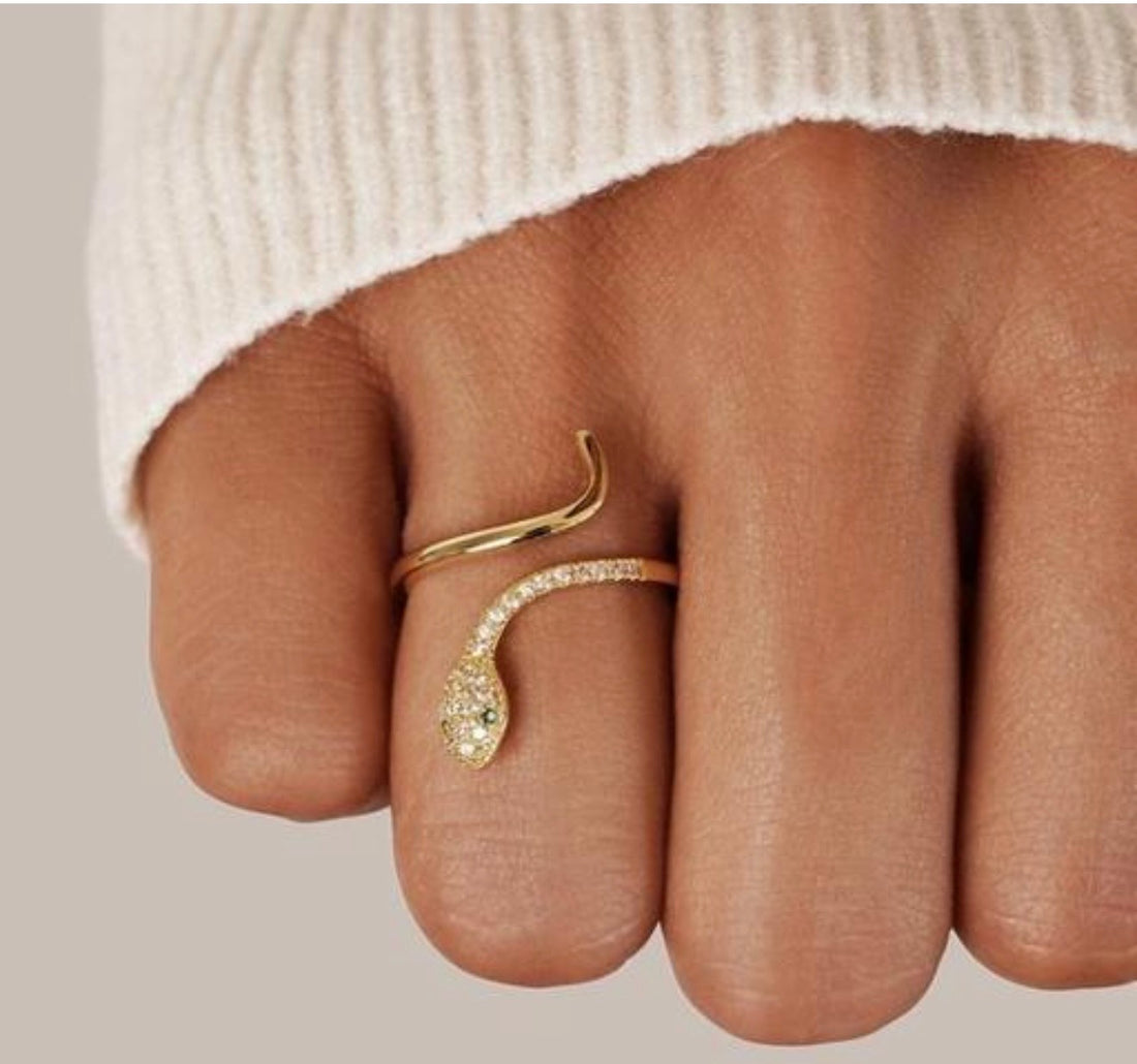 Diamond Snake Bypass Ring.