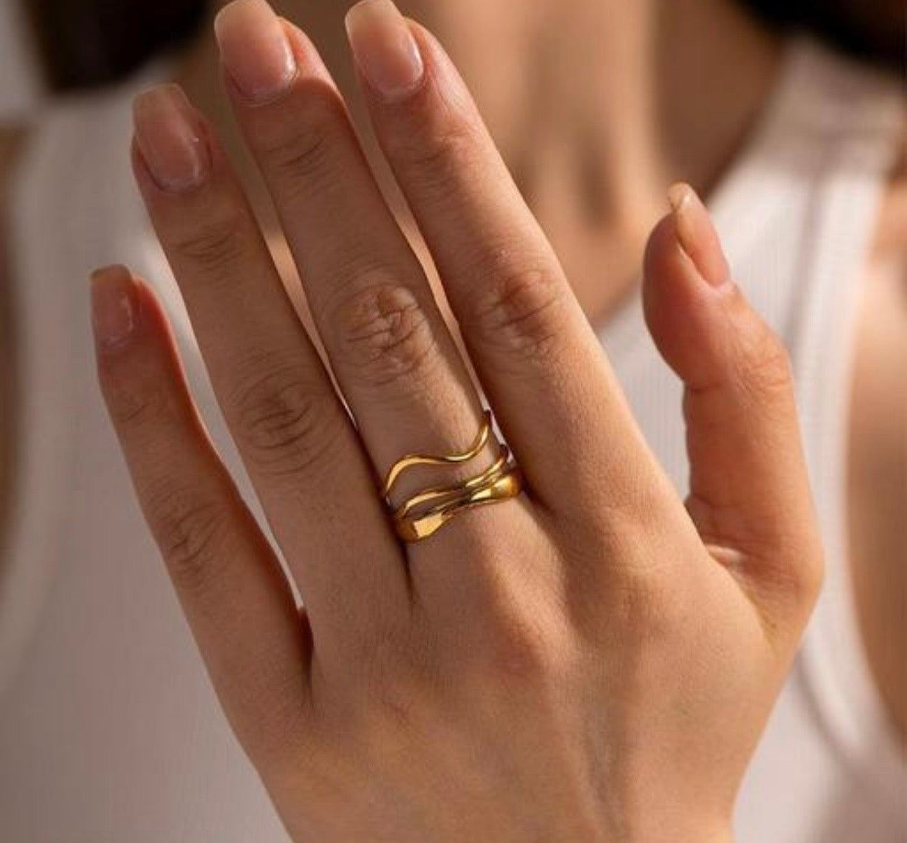 Flowing Wave Statement Ring