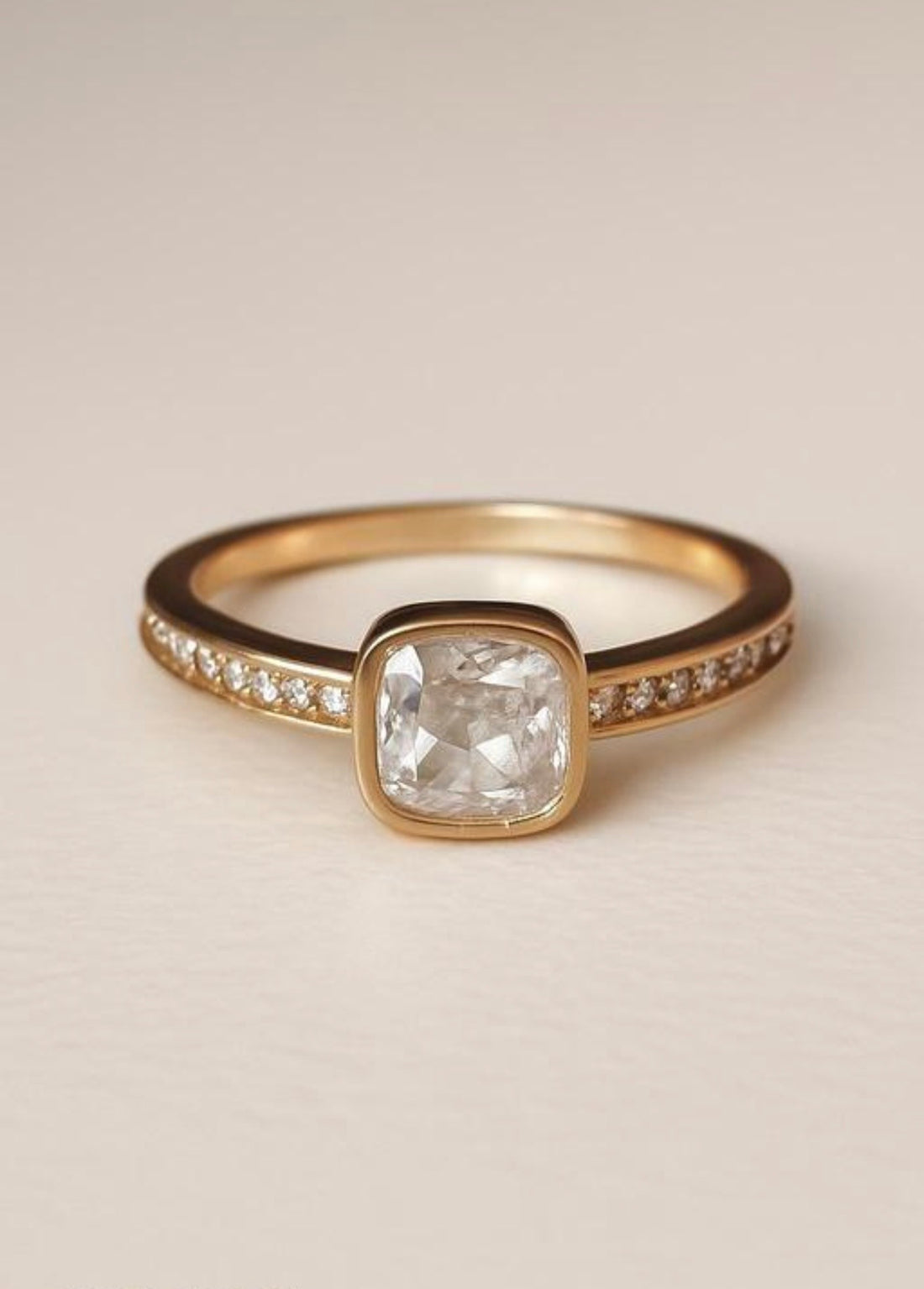 Cushion Cut Bezel Set Ring