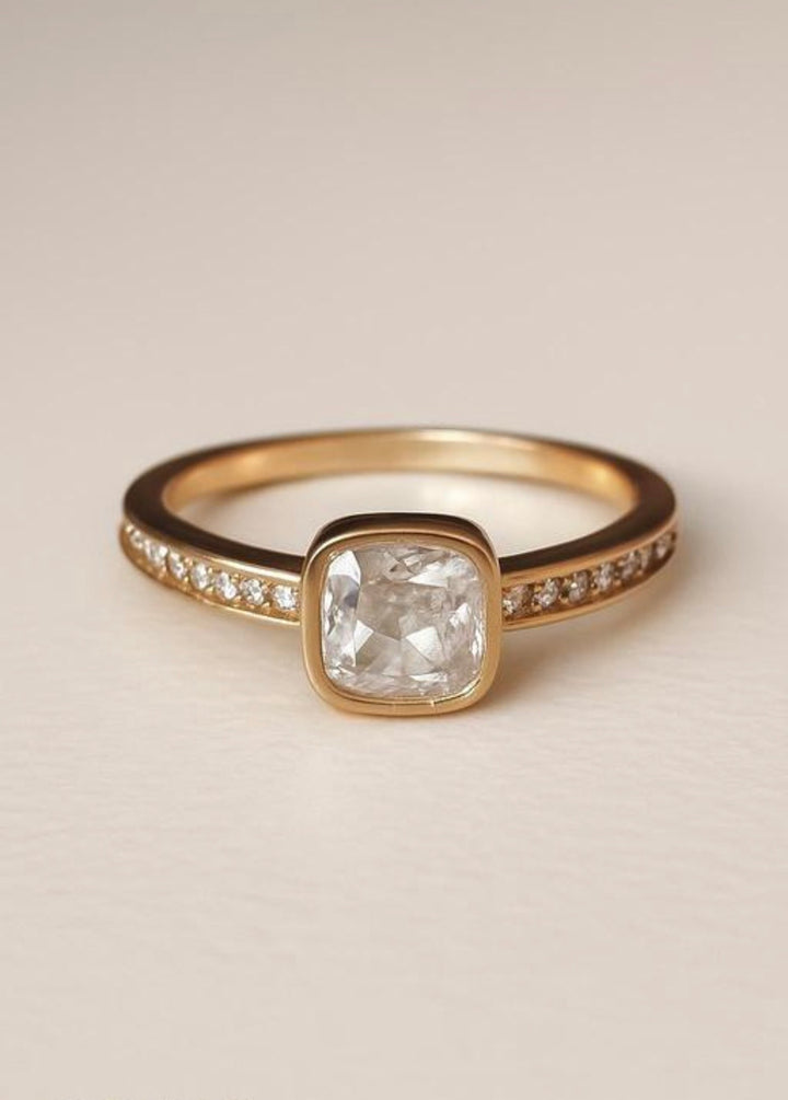 Cushion Cut Bezel Set Ring