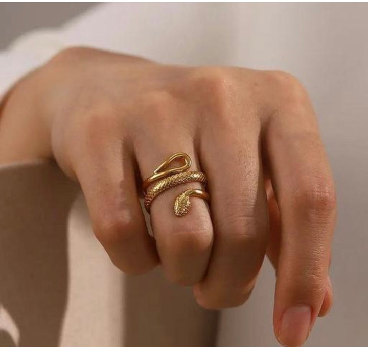 Gold Textured Snake Wrap Ring
