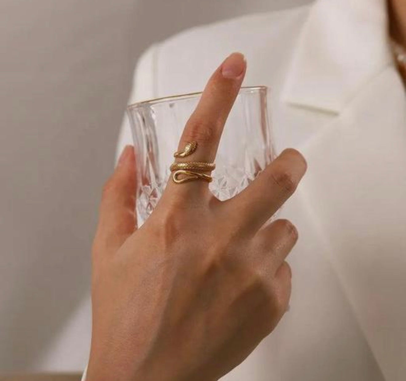 Gold Textured Snake Wrap Ring