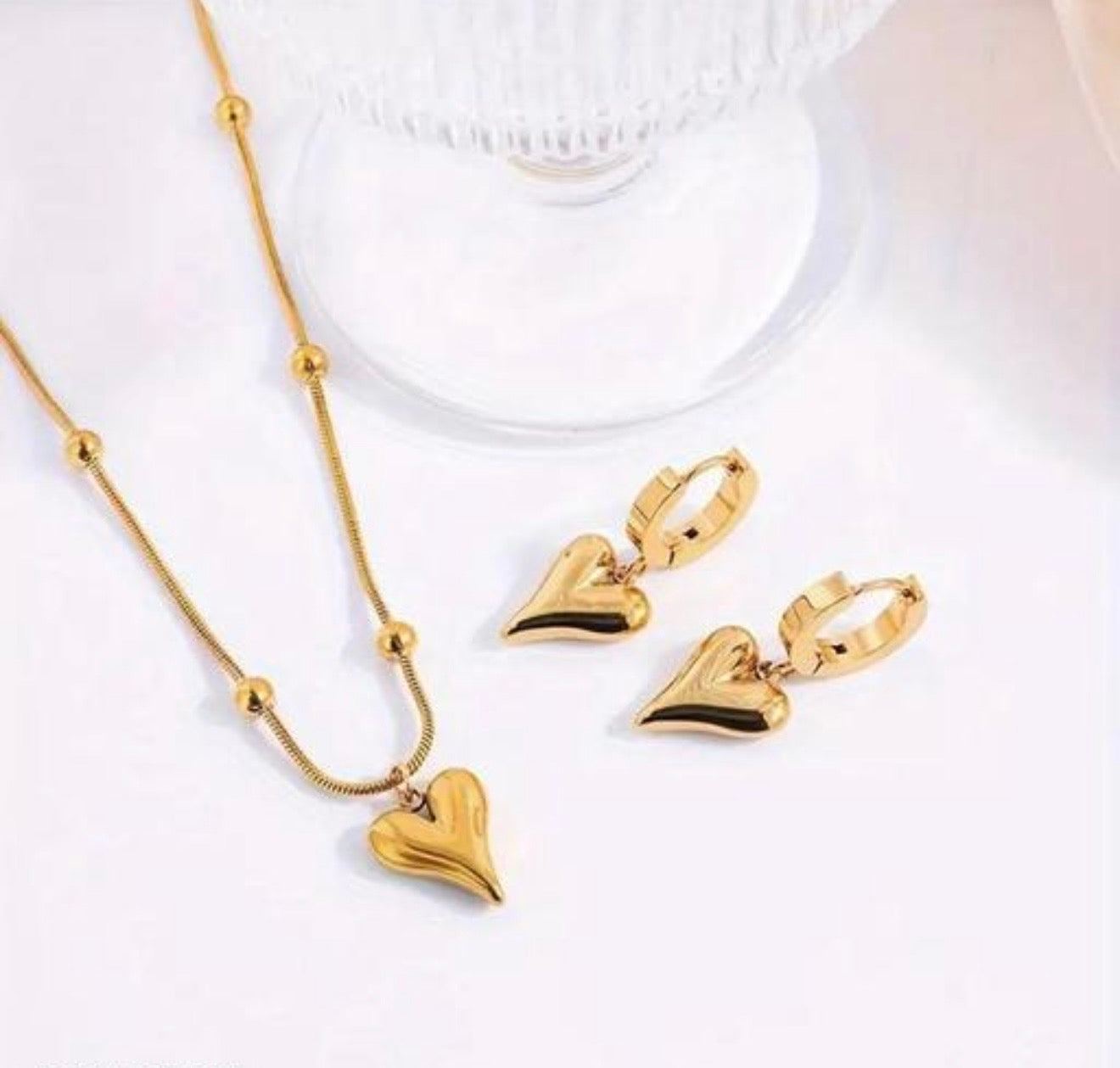 Heart Beaded Snake Chain Necklace