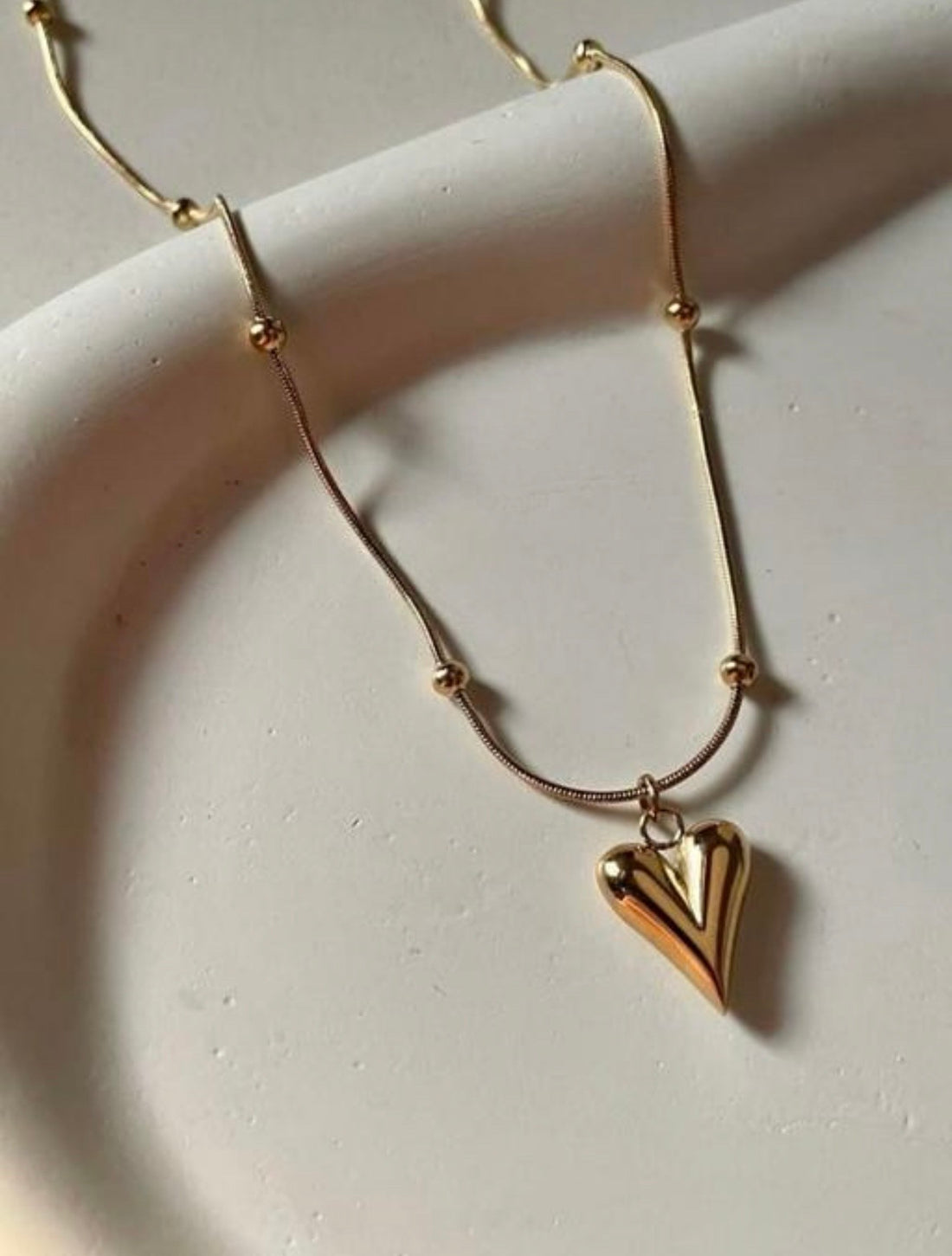 Heart Beaded Snake Chain Necklace