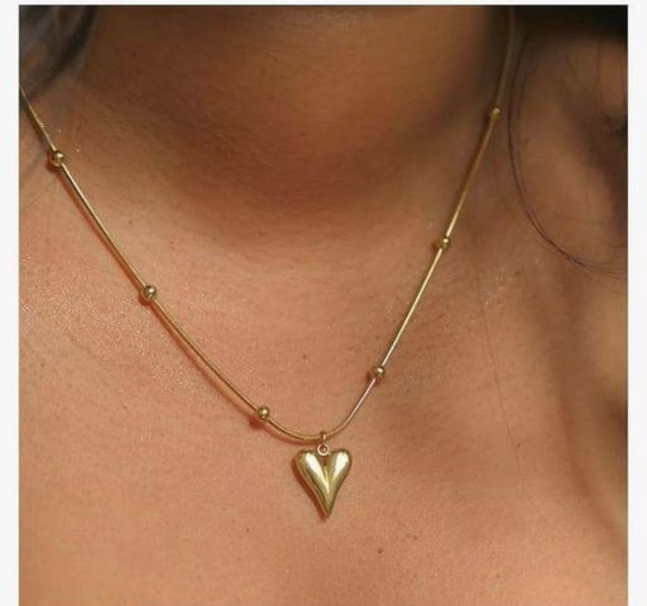 Heart Beaded Snake Chain Necklace