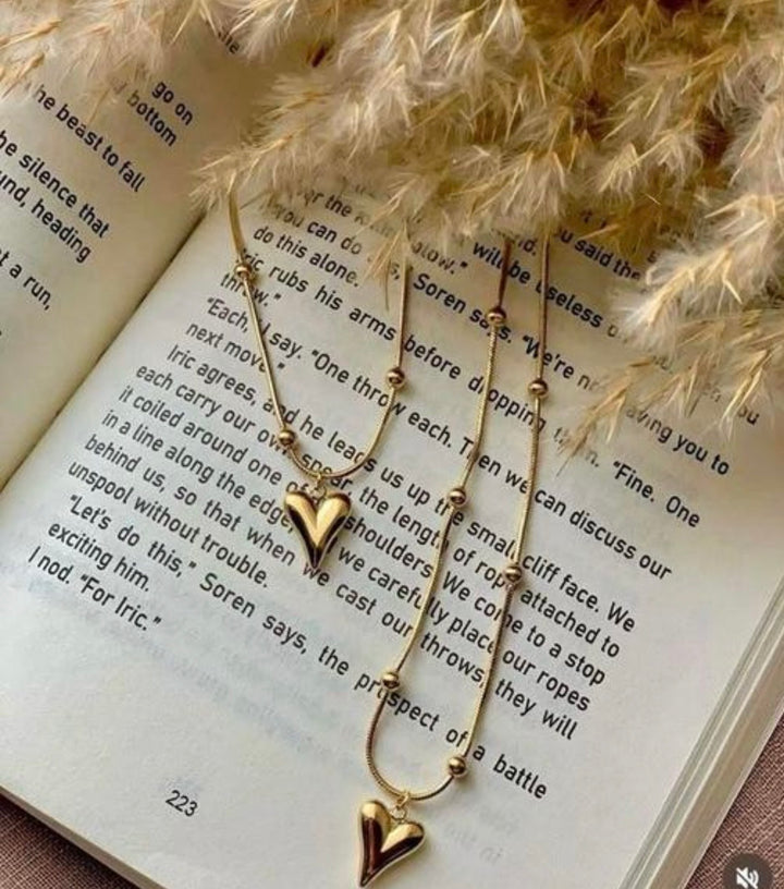 Heart Beaded Snake Chain Necklace