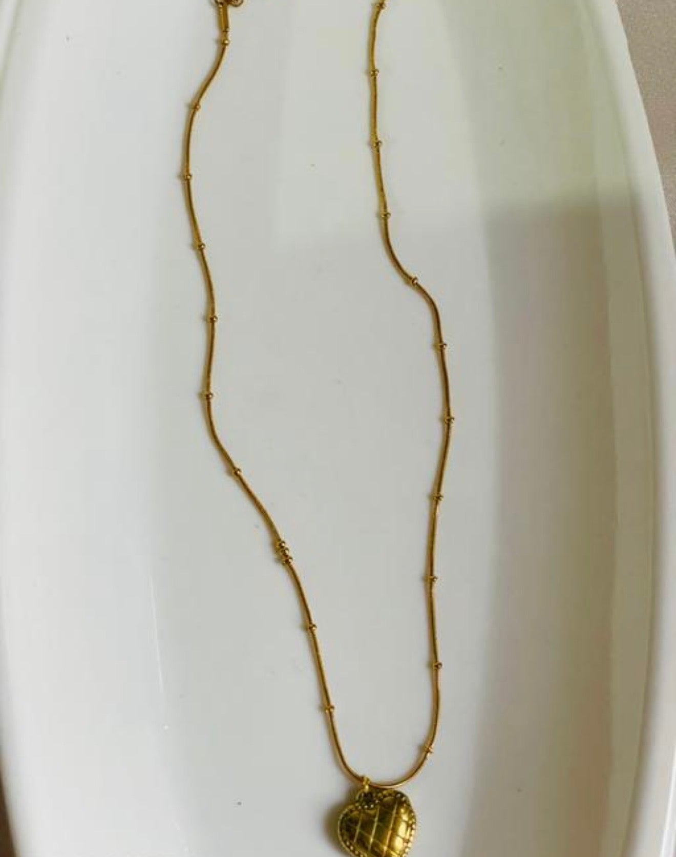 Quilted Puffy Heart Pendant Necklace