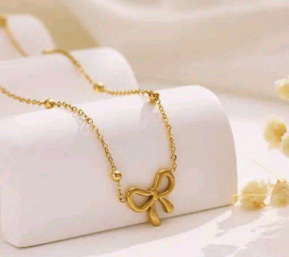 Beaded Bow Pendant Necklace