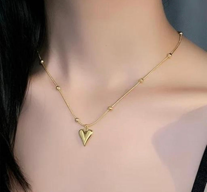 Heart Beaded Snake Chain Necklace
