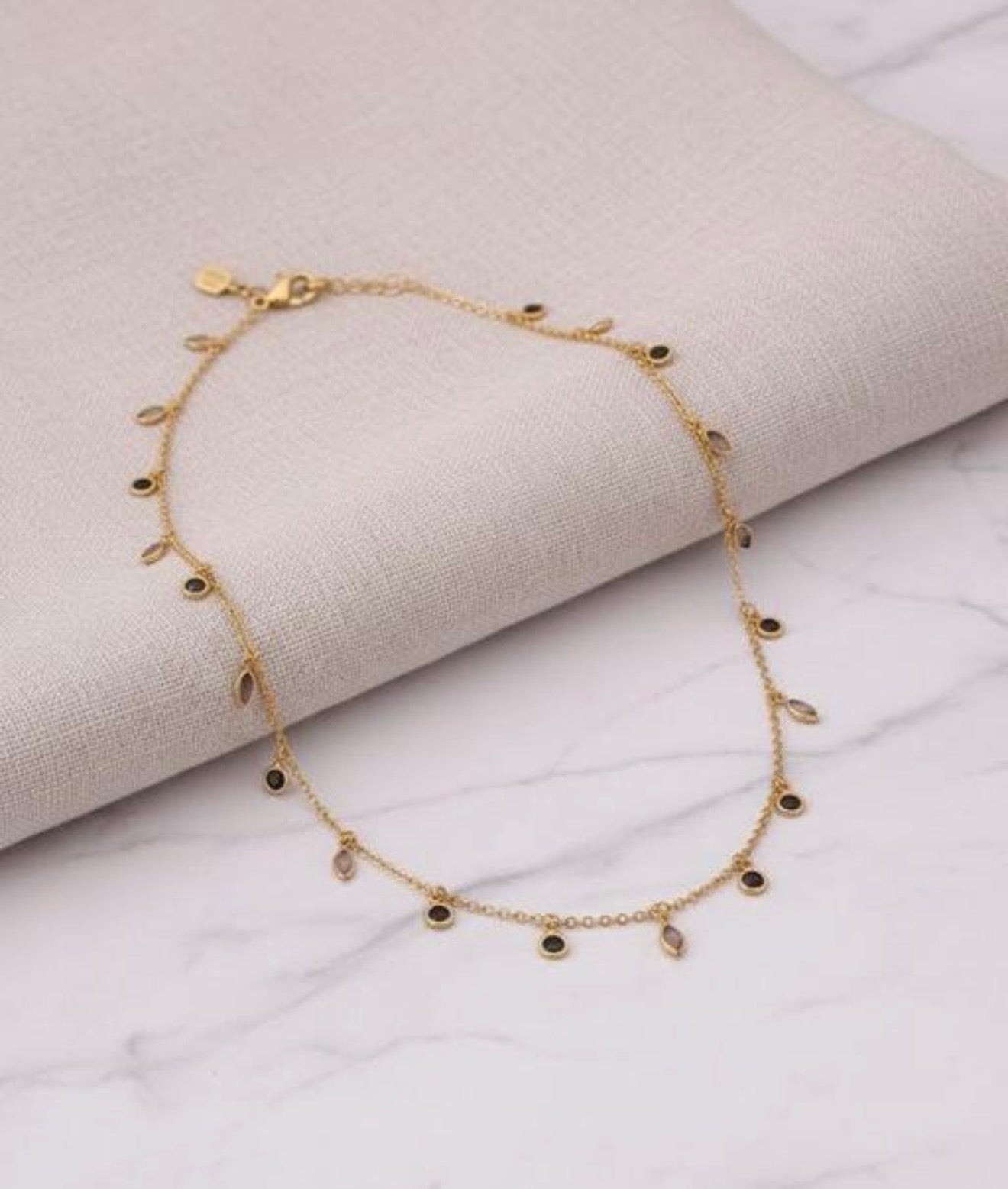 Marquise and Round Charm Necklace