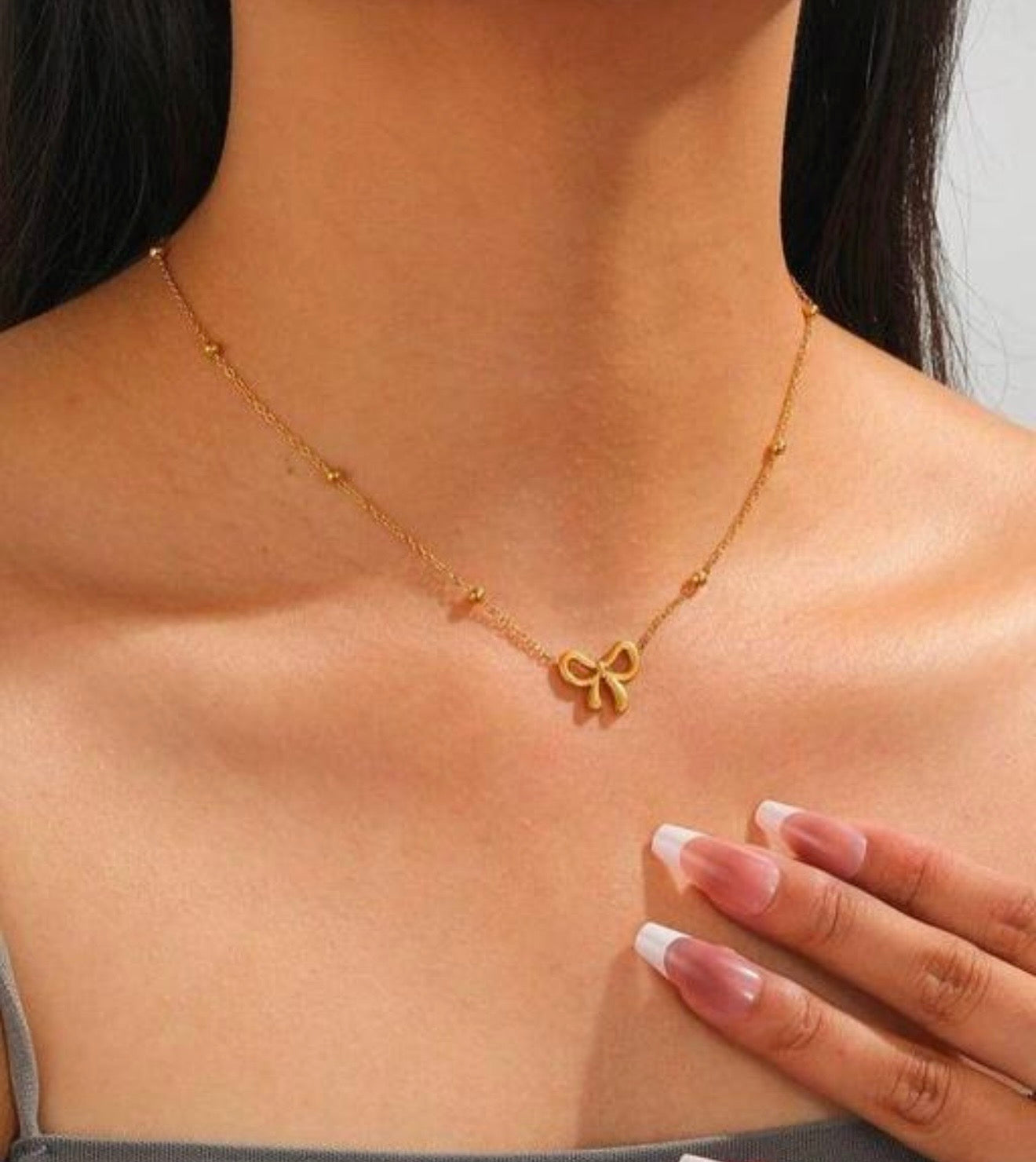 Beaded Bow Pendant Necklace