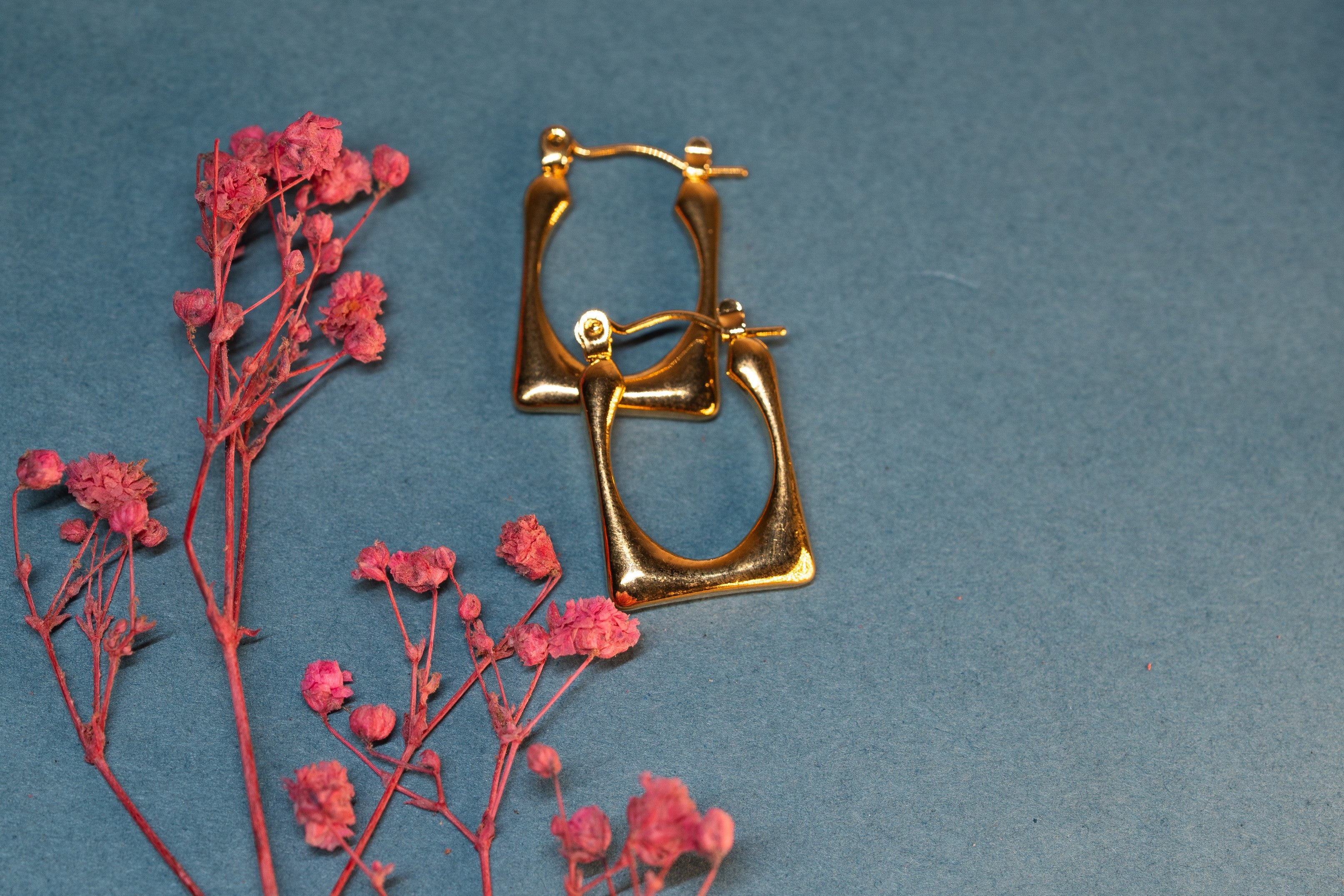 Square Shaped Golden Anti-Tarnish Hoops