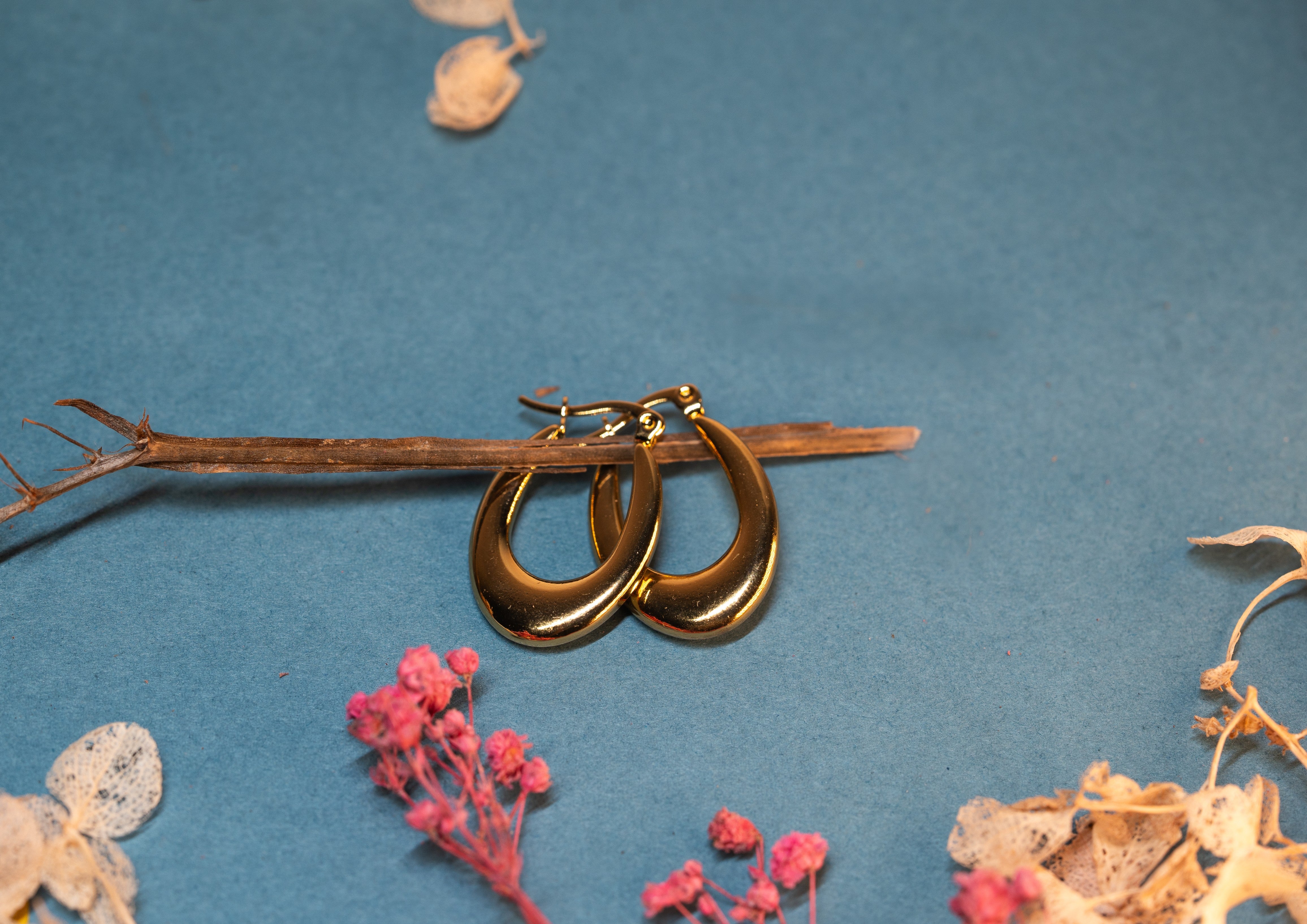 Puffy Gold Hoop Earrings