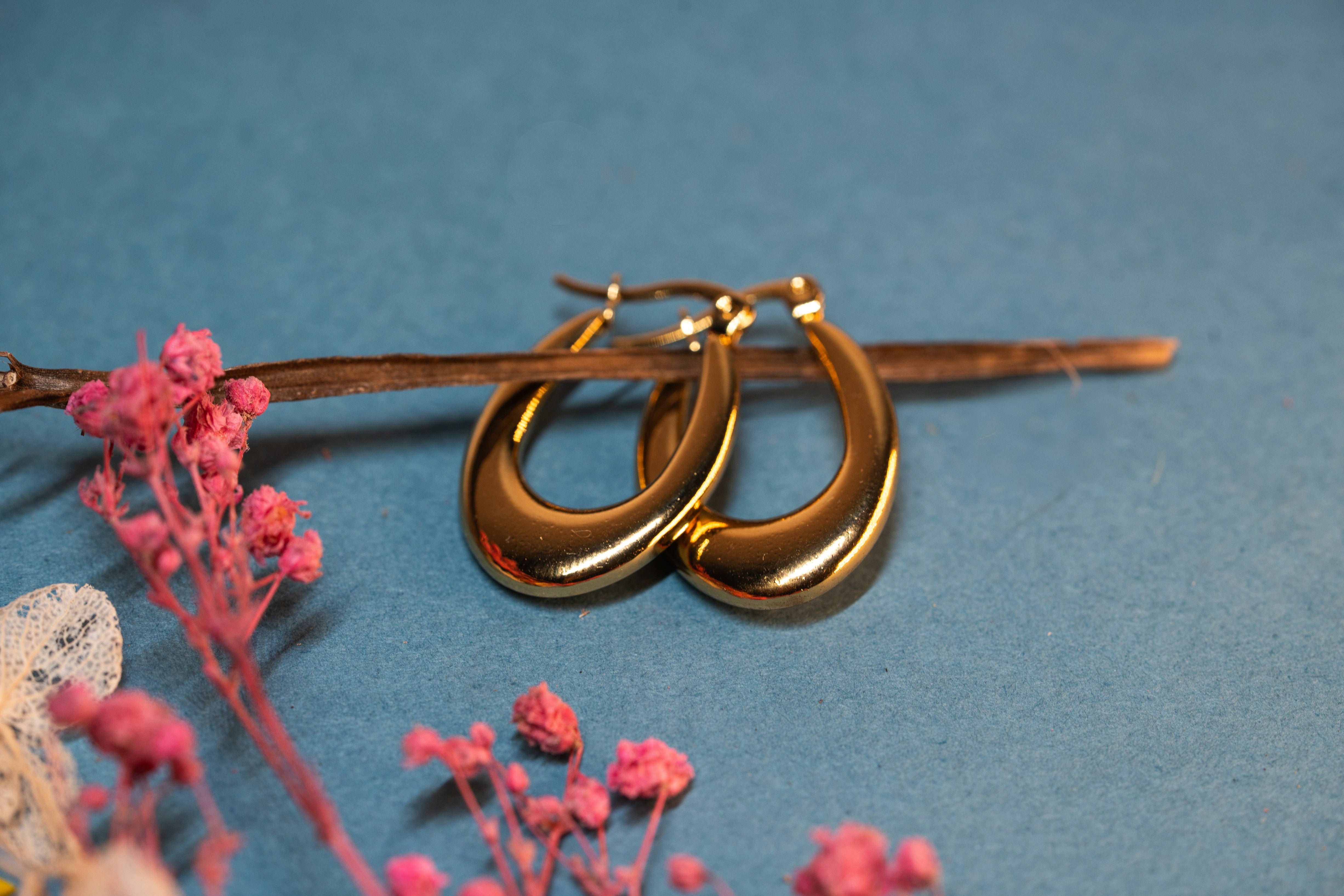 Puffy Gold Hoop Earrings