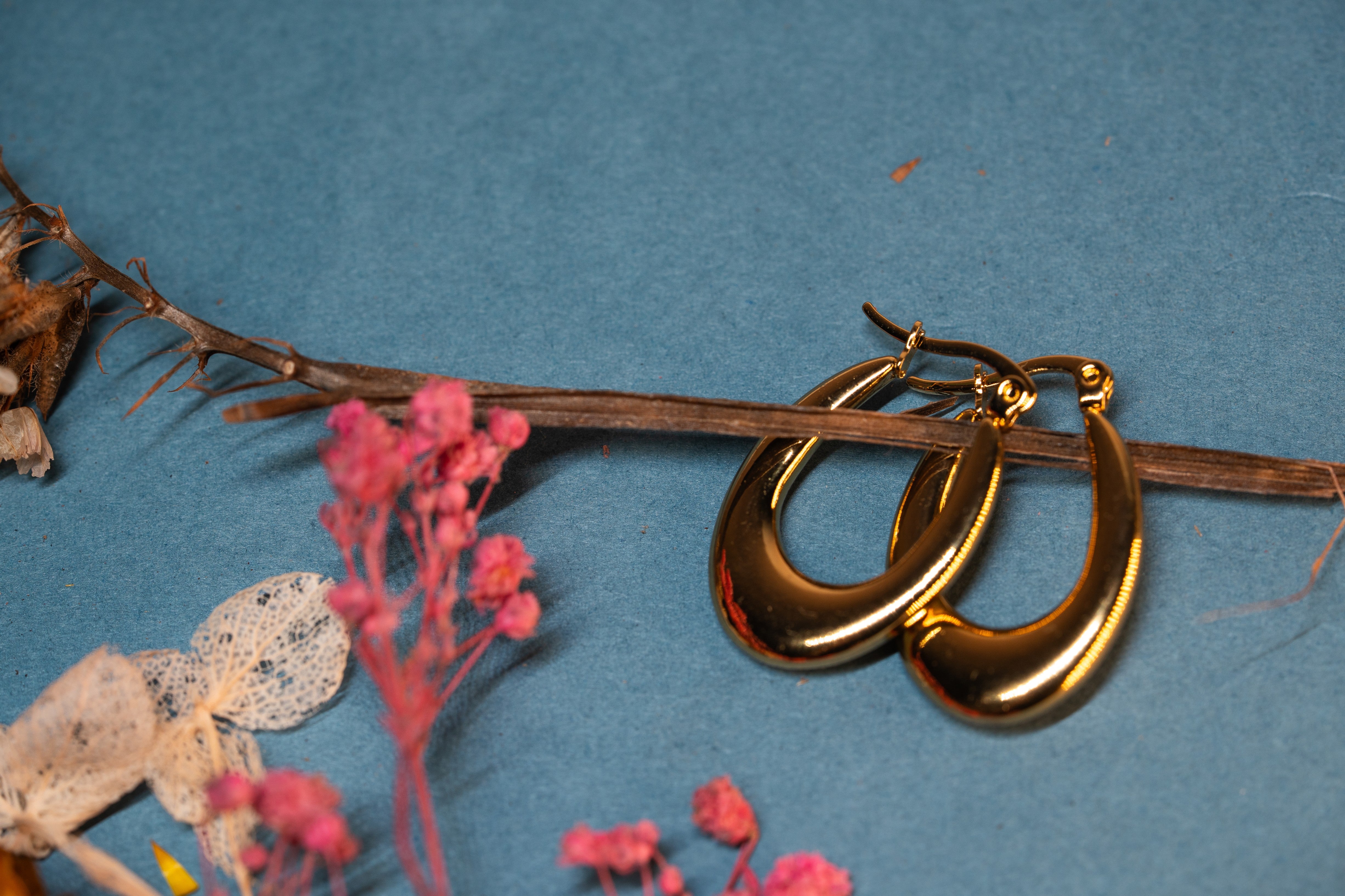 Puffy Gold Hoop Earrings